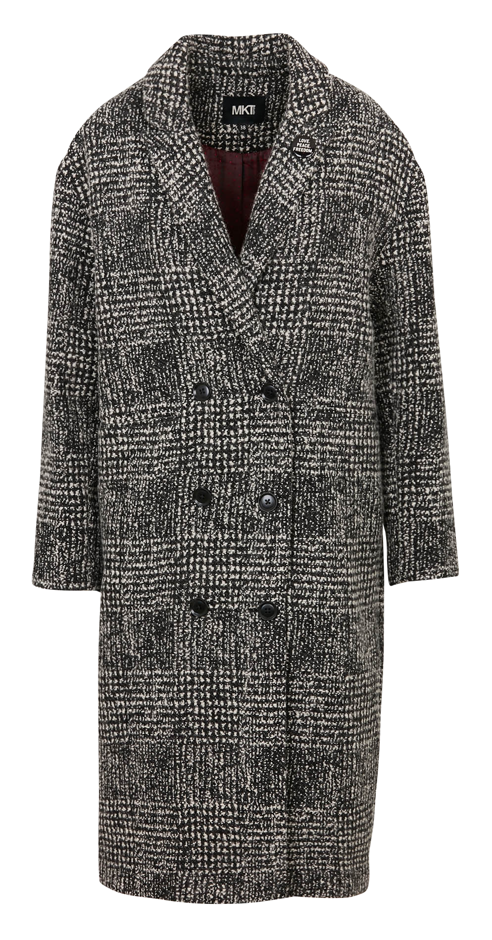 Manteau col tailleur en laine mélangée MKT Noir