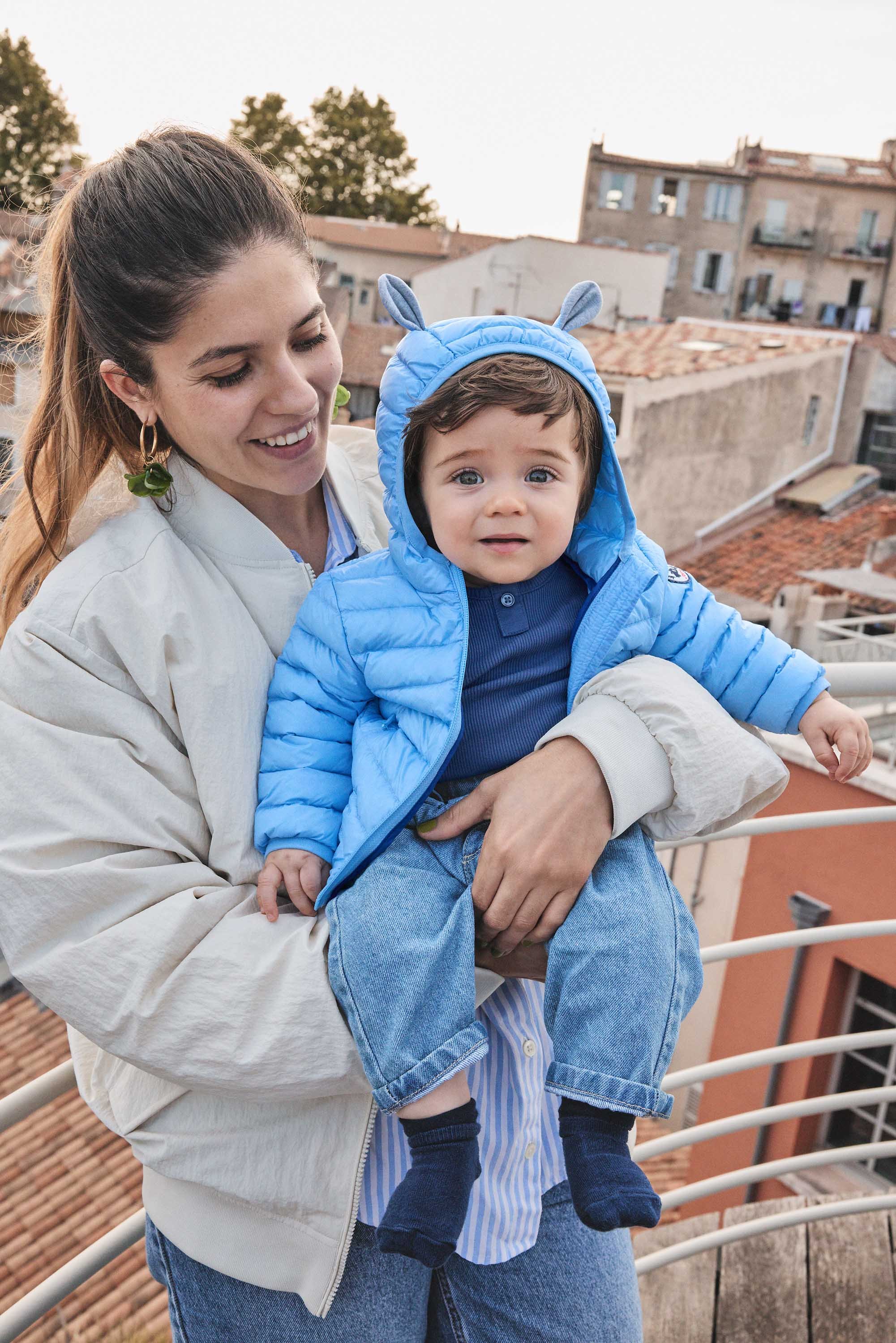 Sherpa Baby Puffer Jacket with Ears Mael JOTT Blue