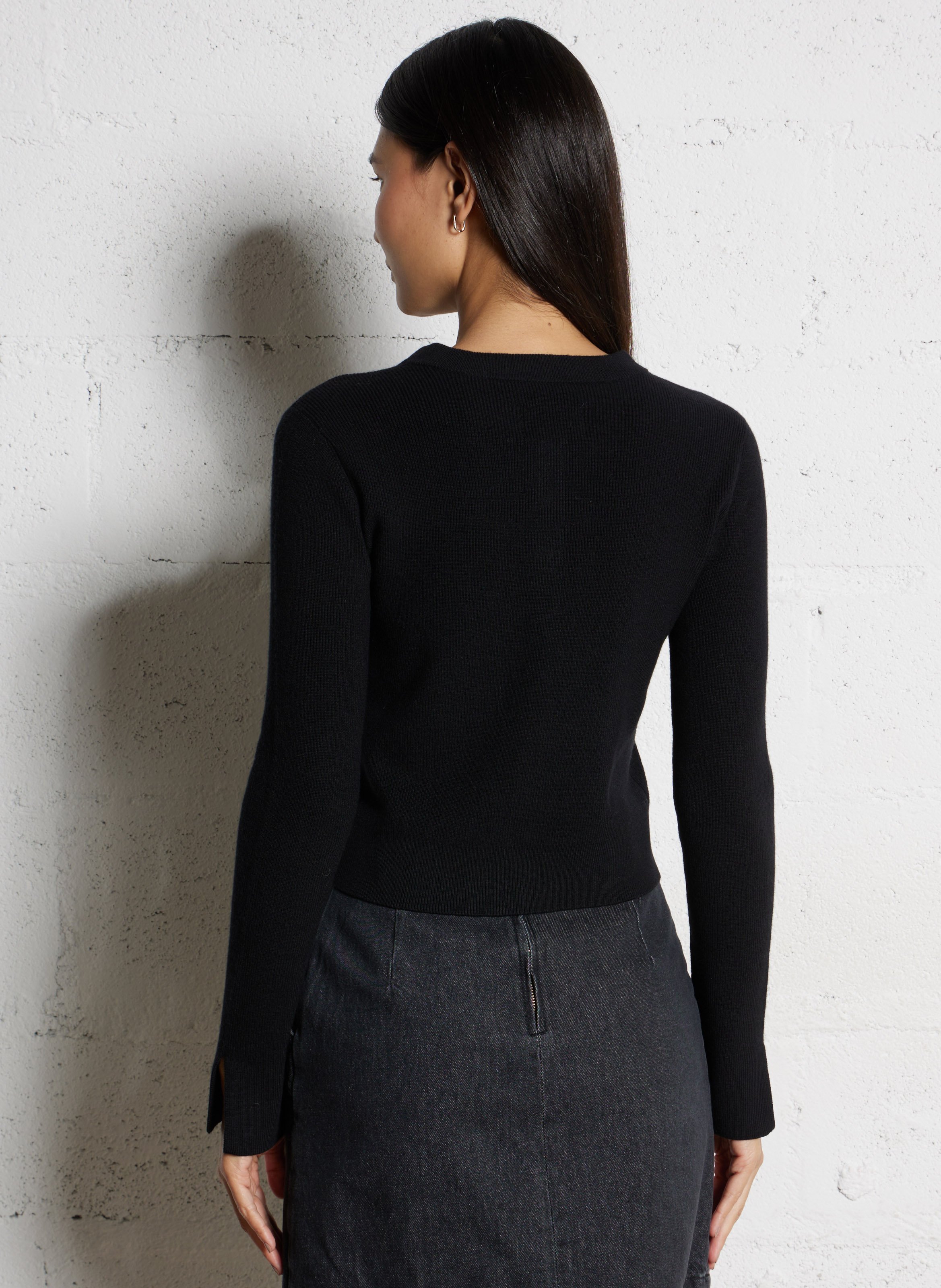 Fitted round neck vest DES PETITS HAUTS Black