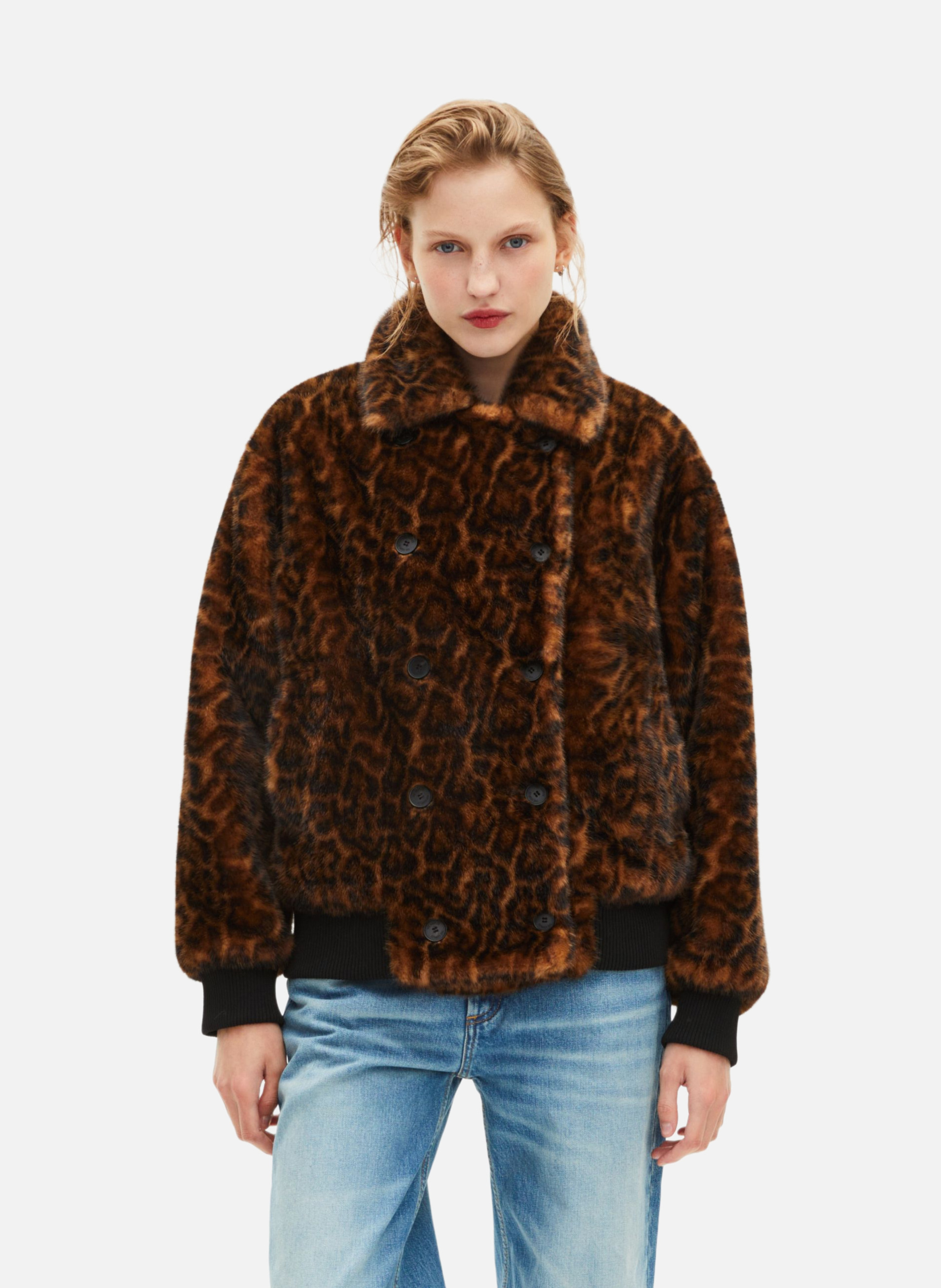 Fur-effect coat THE KOOPLES Multicolored