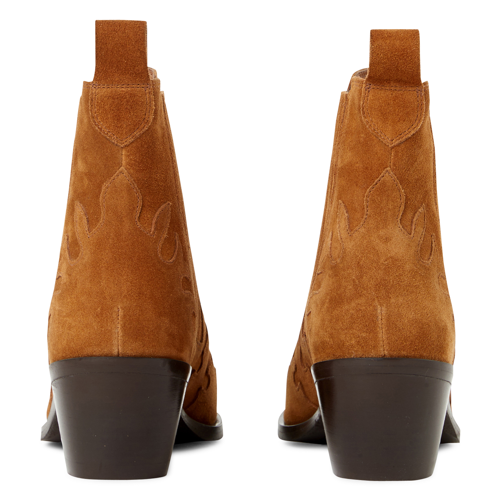 Suede leather santiag-inspired ankle boots SAISON 1865 Brown