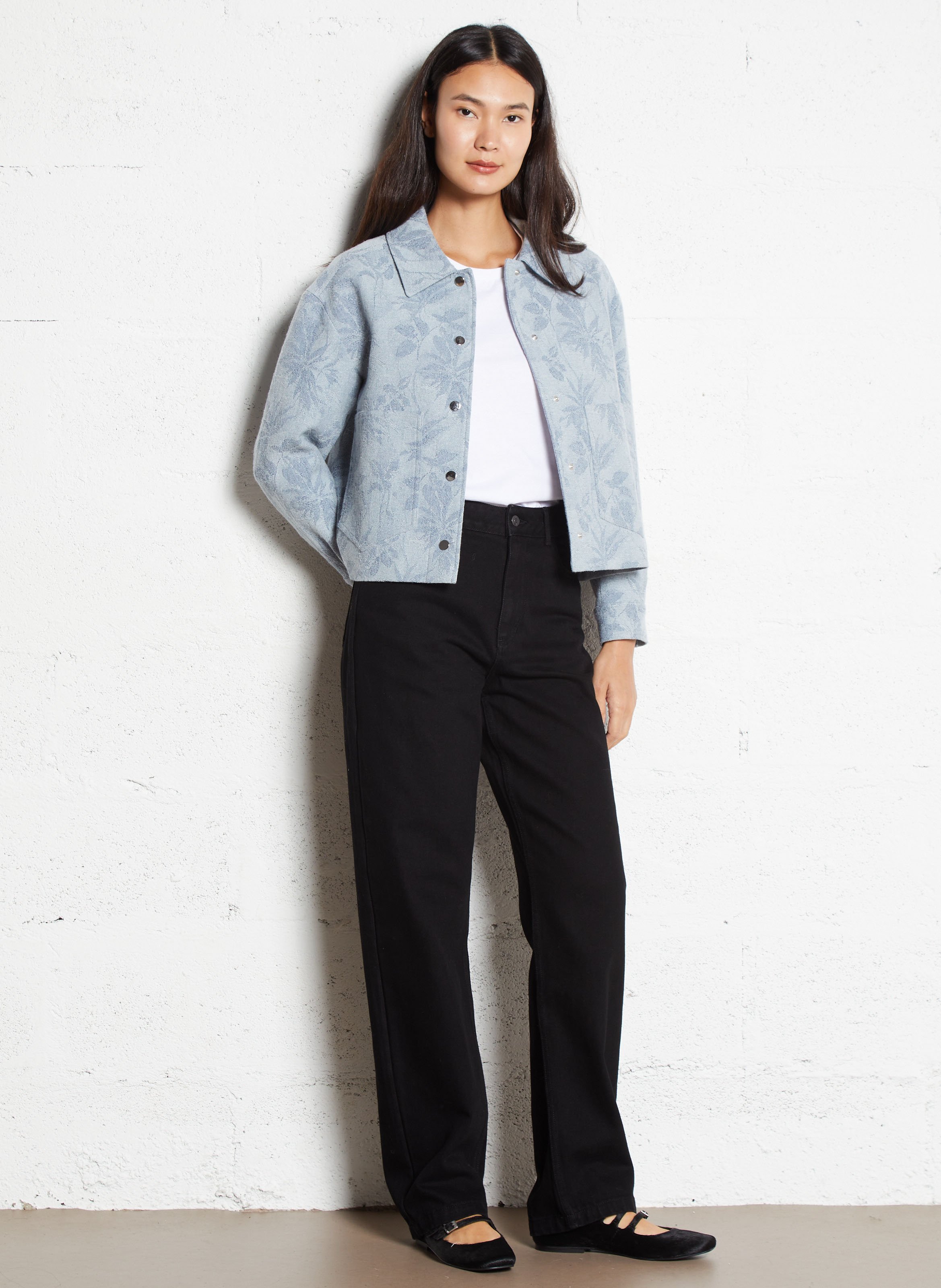 Veste col calssique en jacquard de coton MAISON 123 Bleu