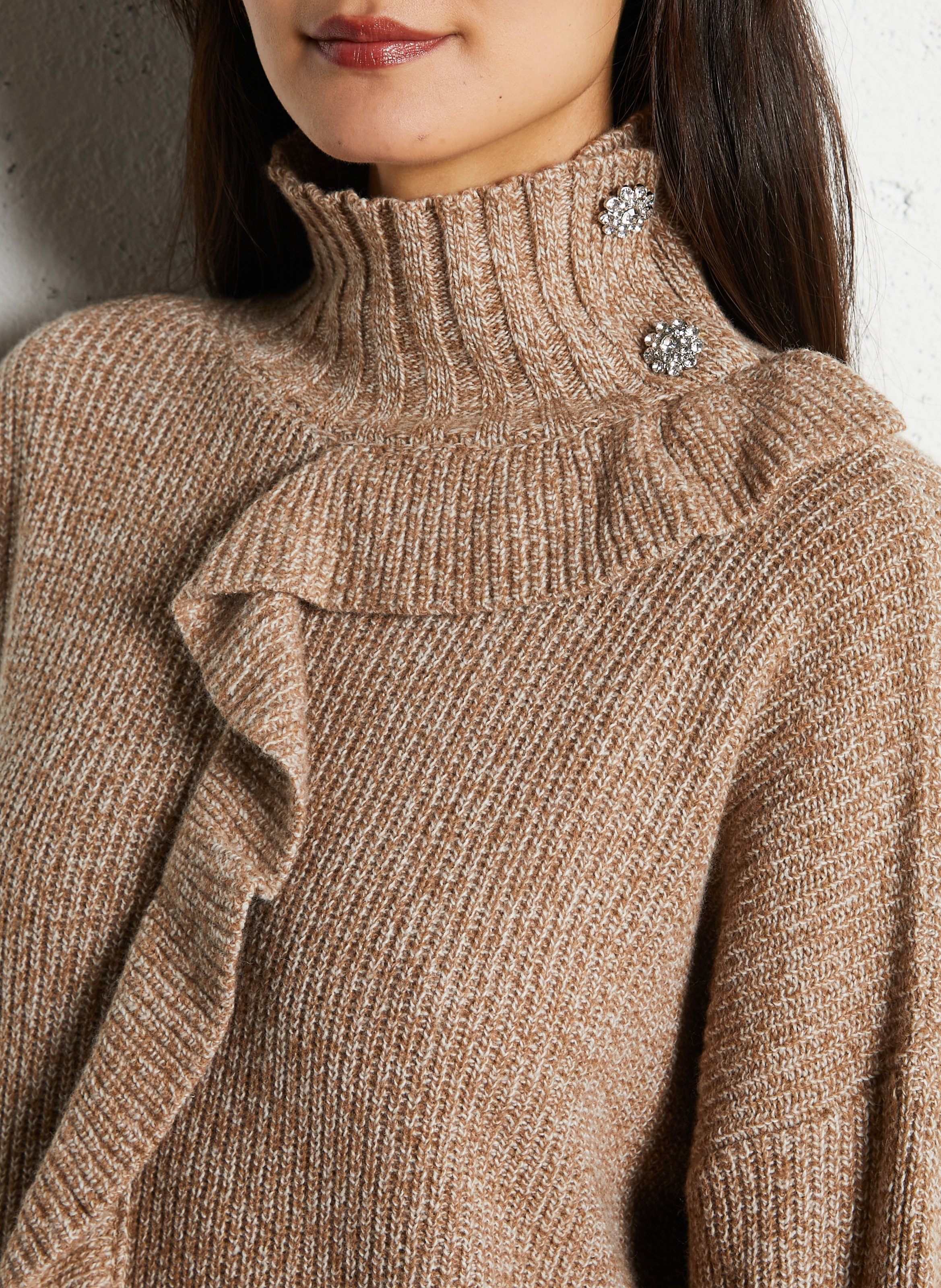 Pull ample à col montnant  LIU JO Beige