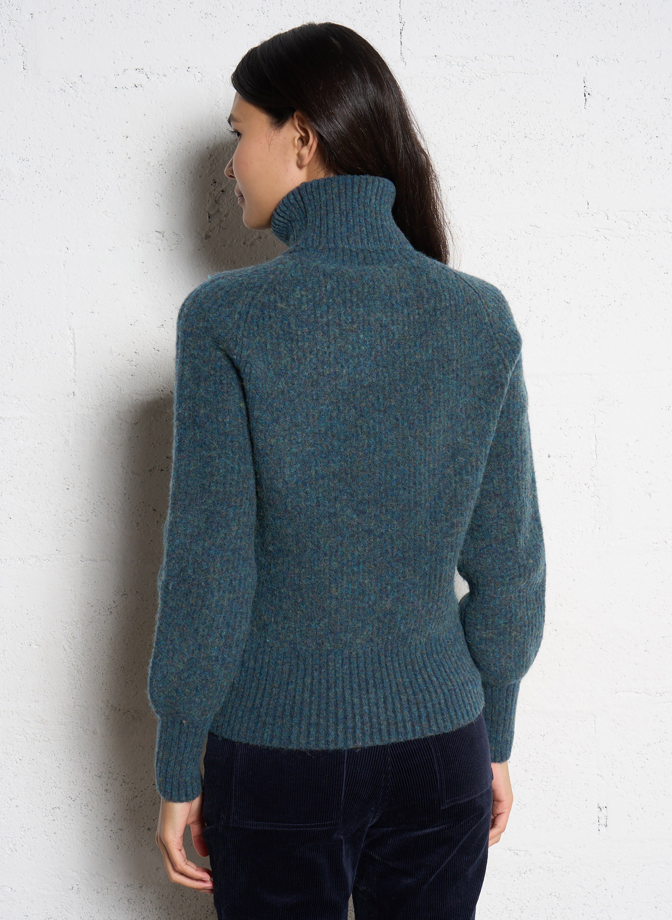 Gerade geschnittener Rollkragenpullover aus Wollmix ANTIK BATIK Blau