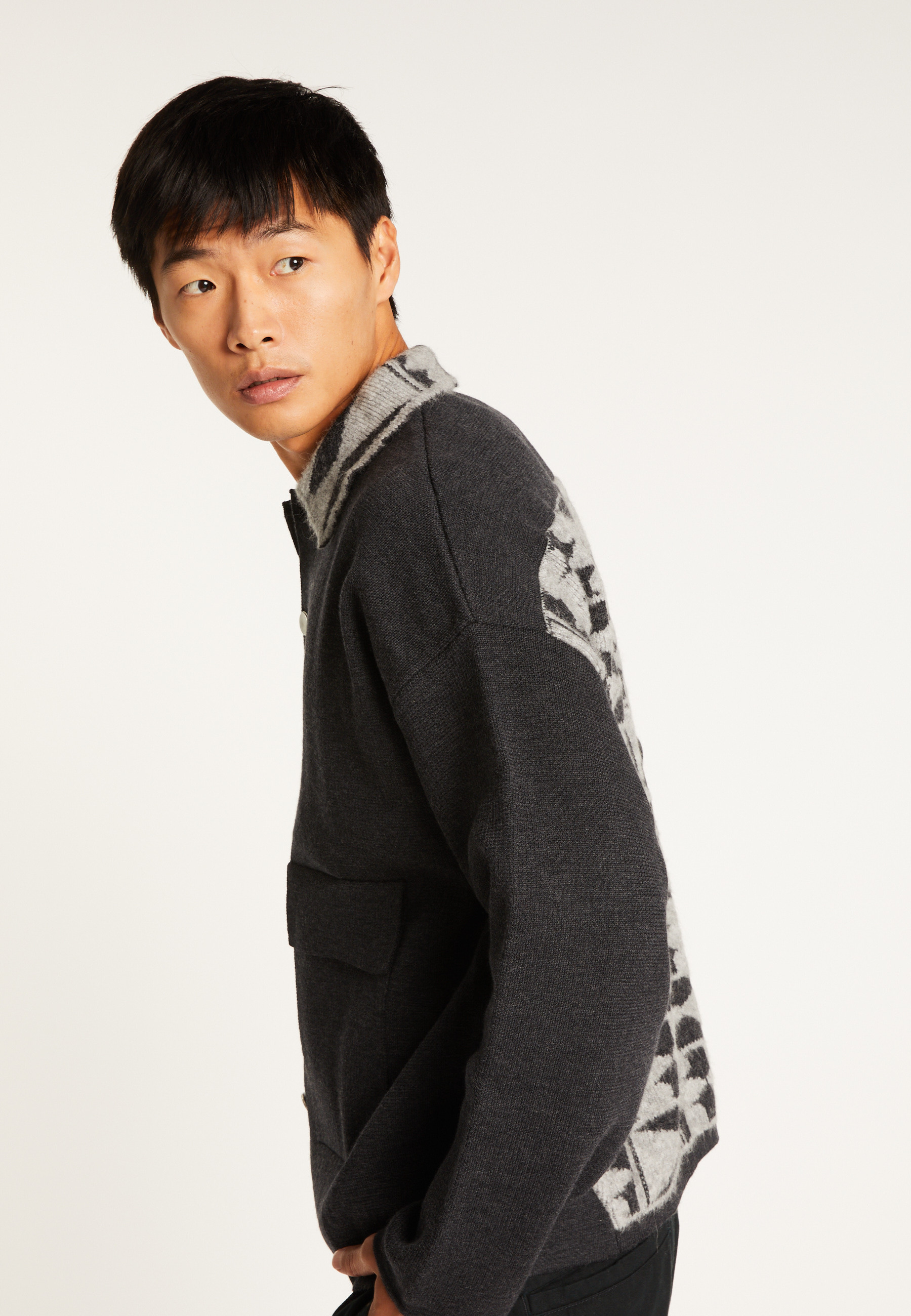 Alpaca and merino wool jacket MAISON MONTAGUT Grey