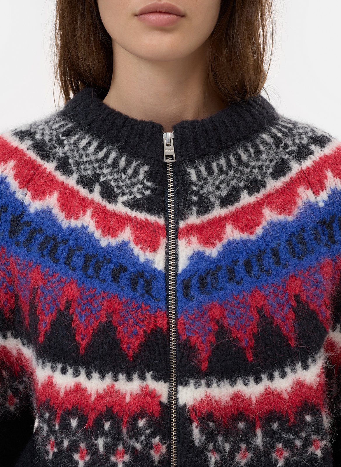 Oversized printed wool blend vest CLOSED Grey