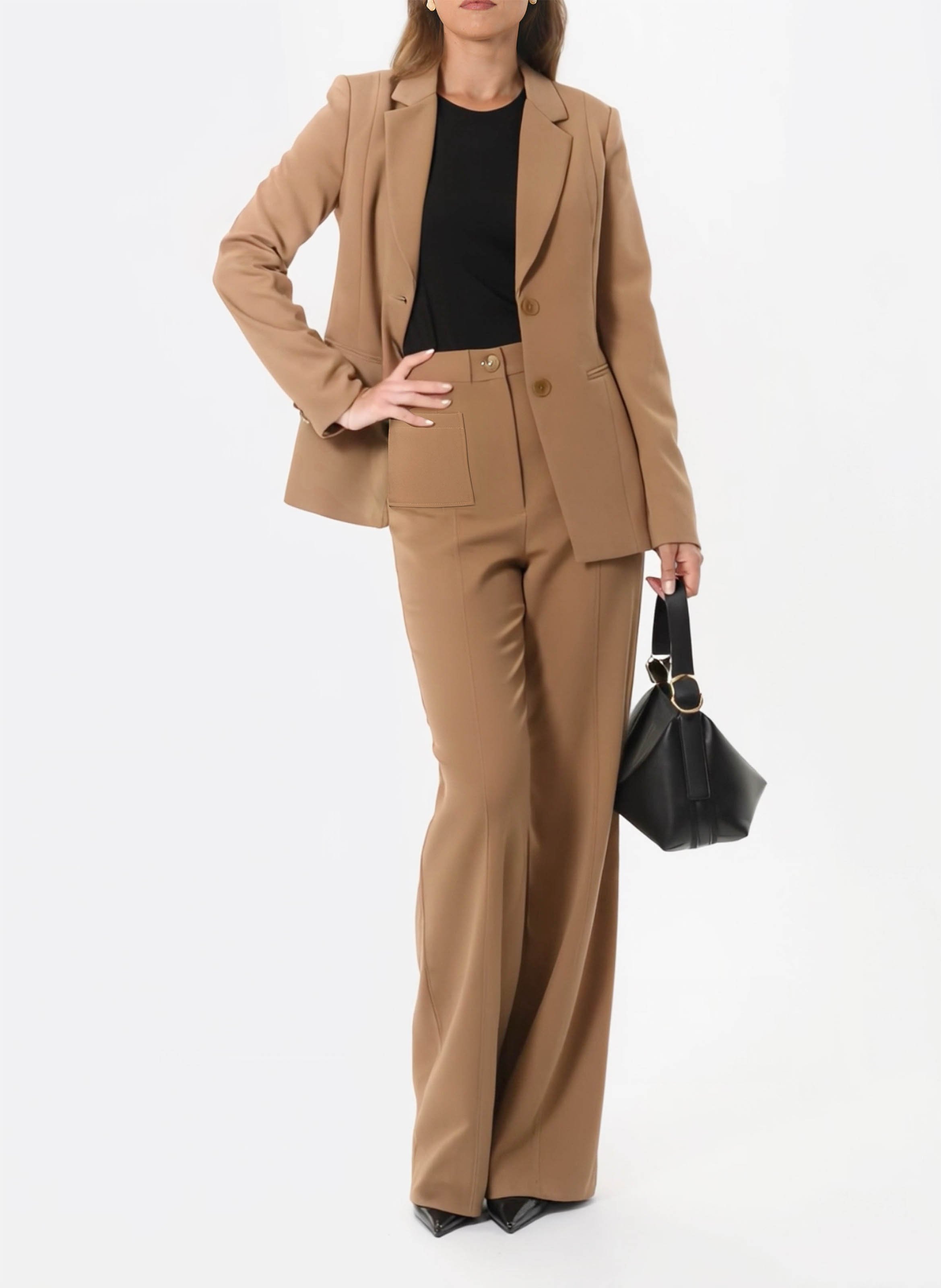 Solid wide-leg trousers with patch pockets KOOKAI Beige