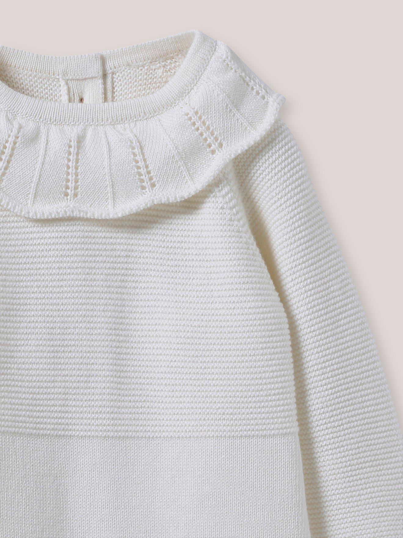 Ruffled collar jumpsuit - organic cotton CYRILLUS White