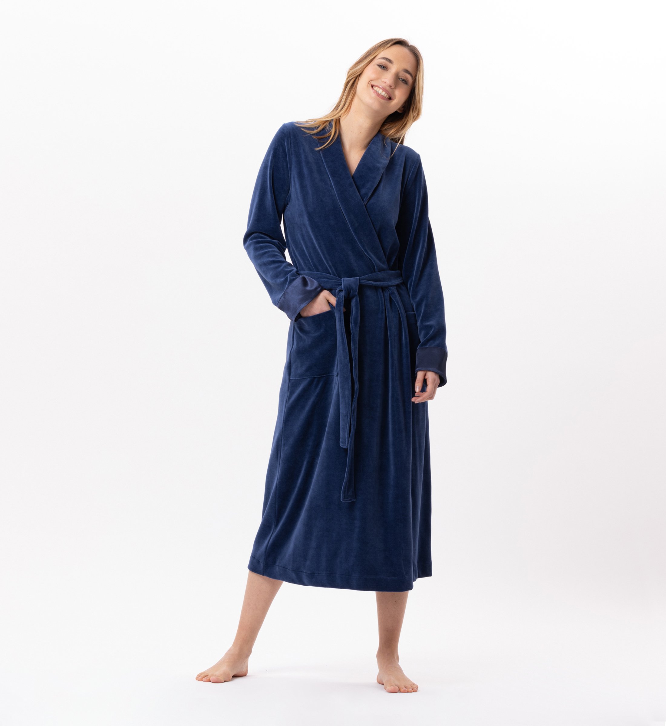 Crossed velvet dressing gown LE CHAT Blue
