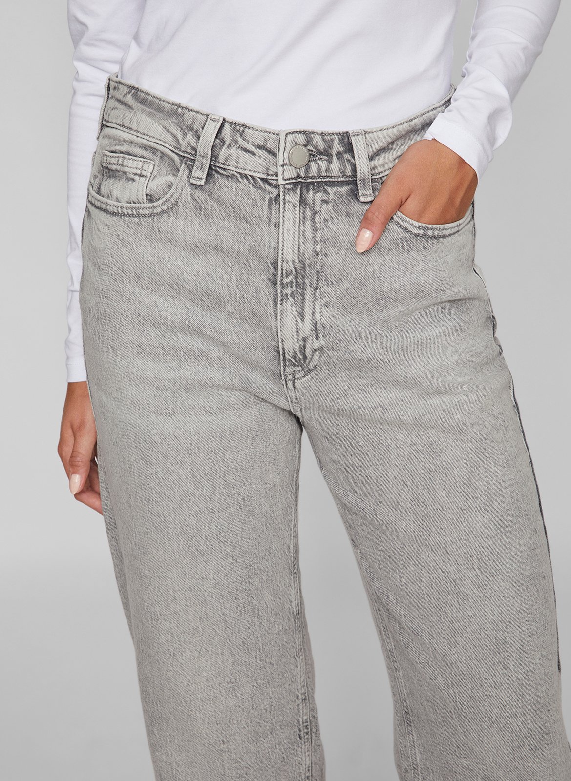 Cotton-blend straight jeans VILA Grey
