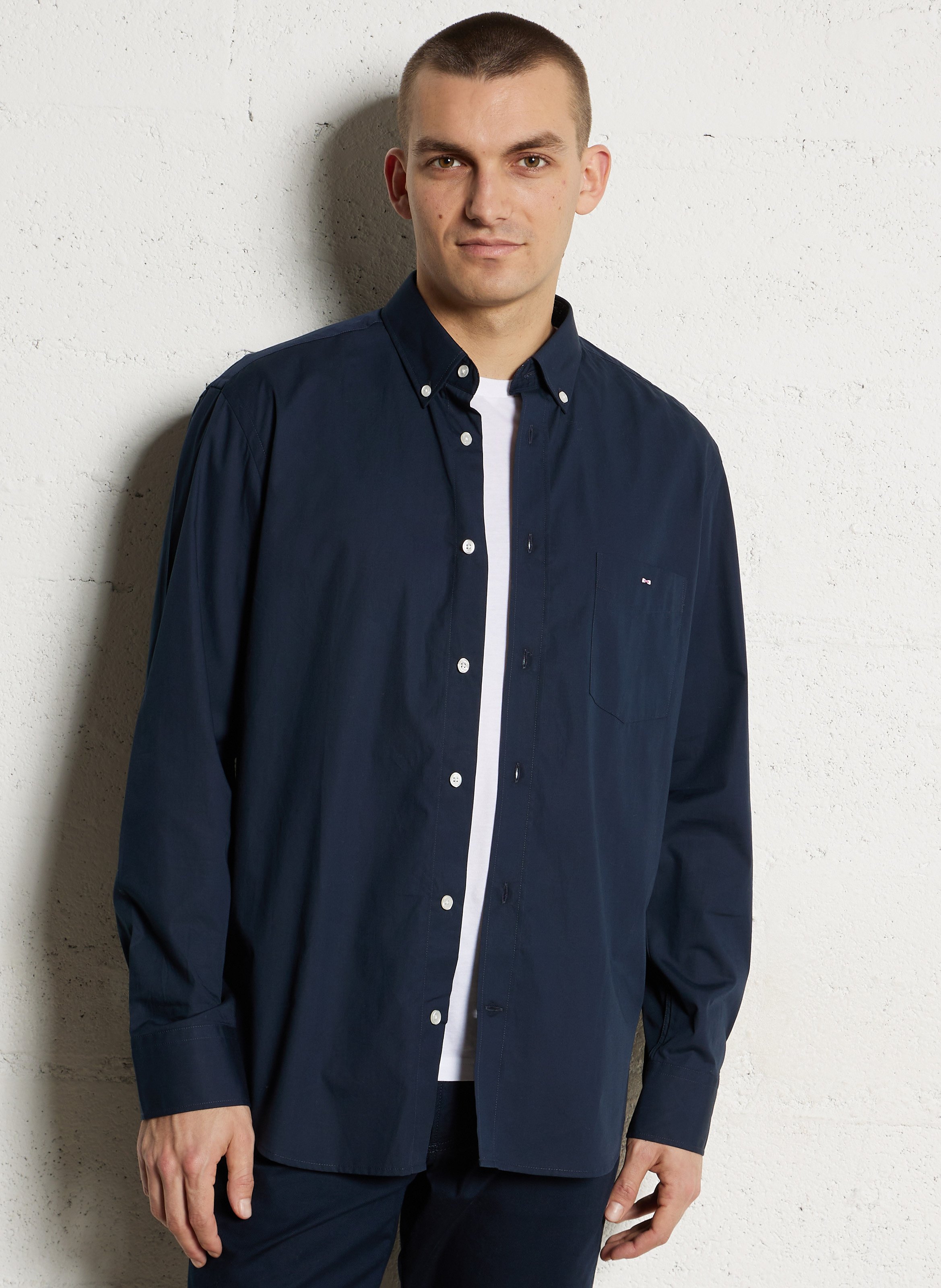 Chemise droite col classique en coton EDEN PARK Bleu