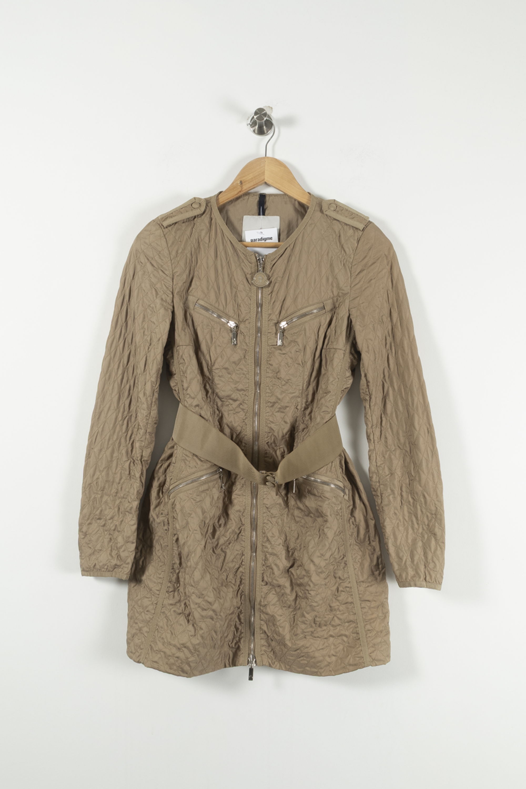 Lightweight quilted padded jacket with high neck MONCLER - Seconde Main Beige