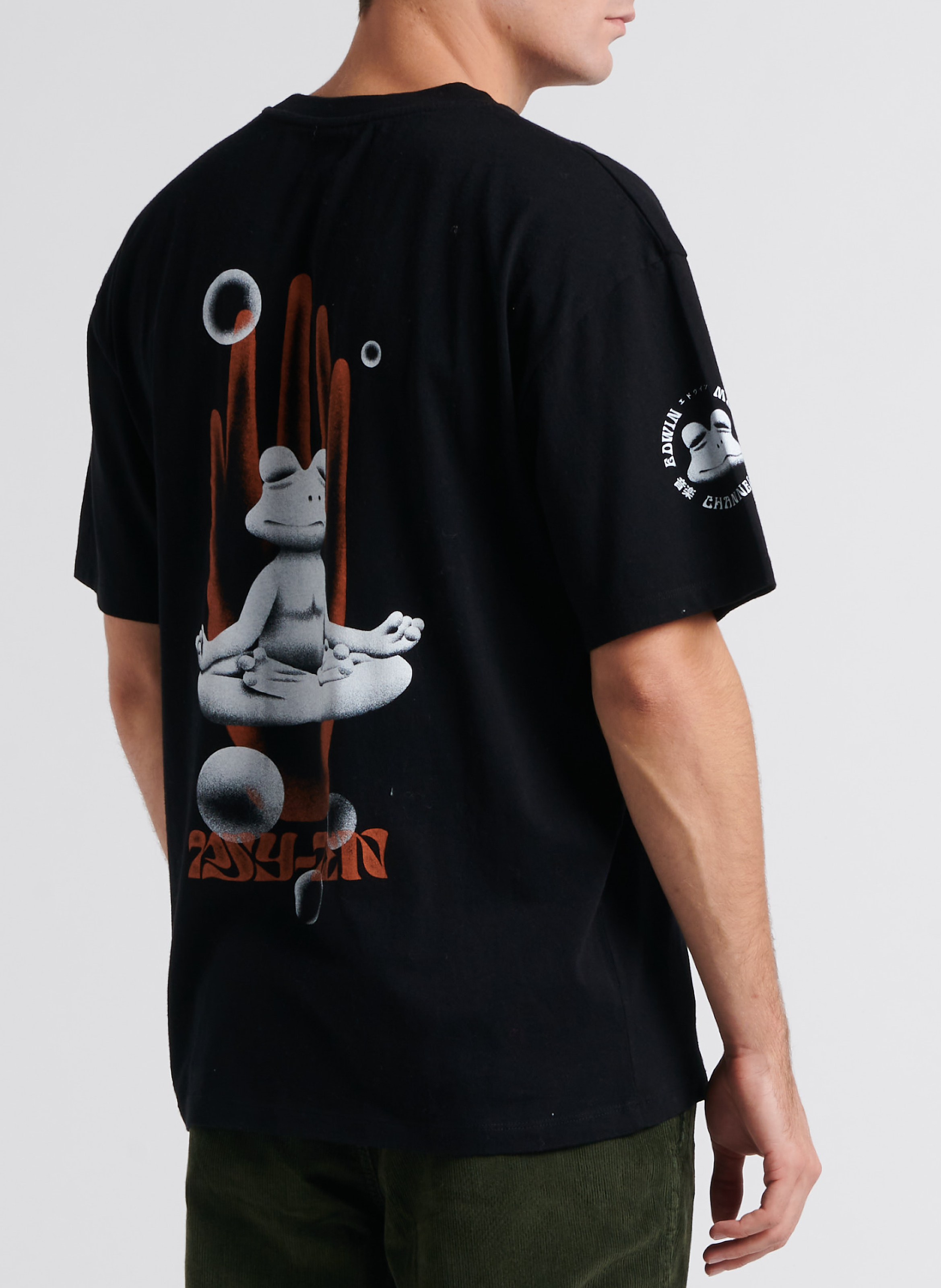 Oversized, katoenen T-shirt met zeefdruk EDWIN Zwart