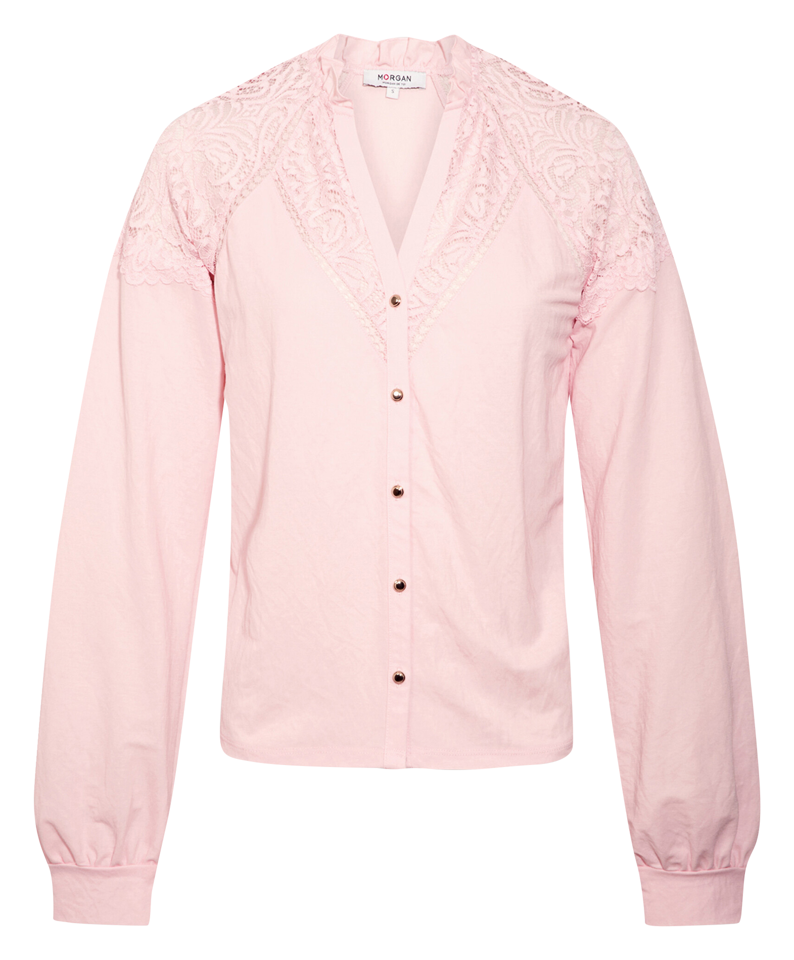 Blouse V-neck buttoned in lace 261-TNICOLE Pivoine