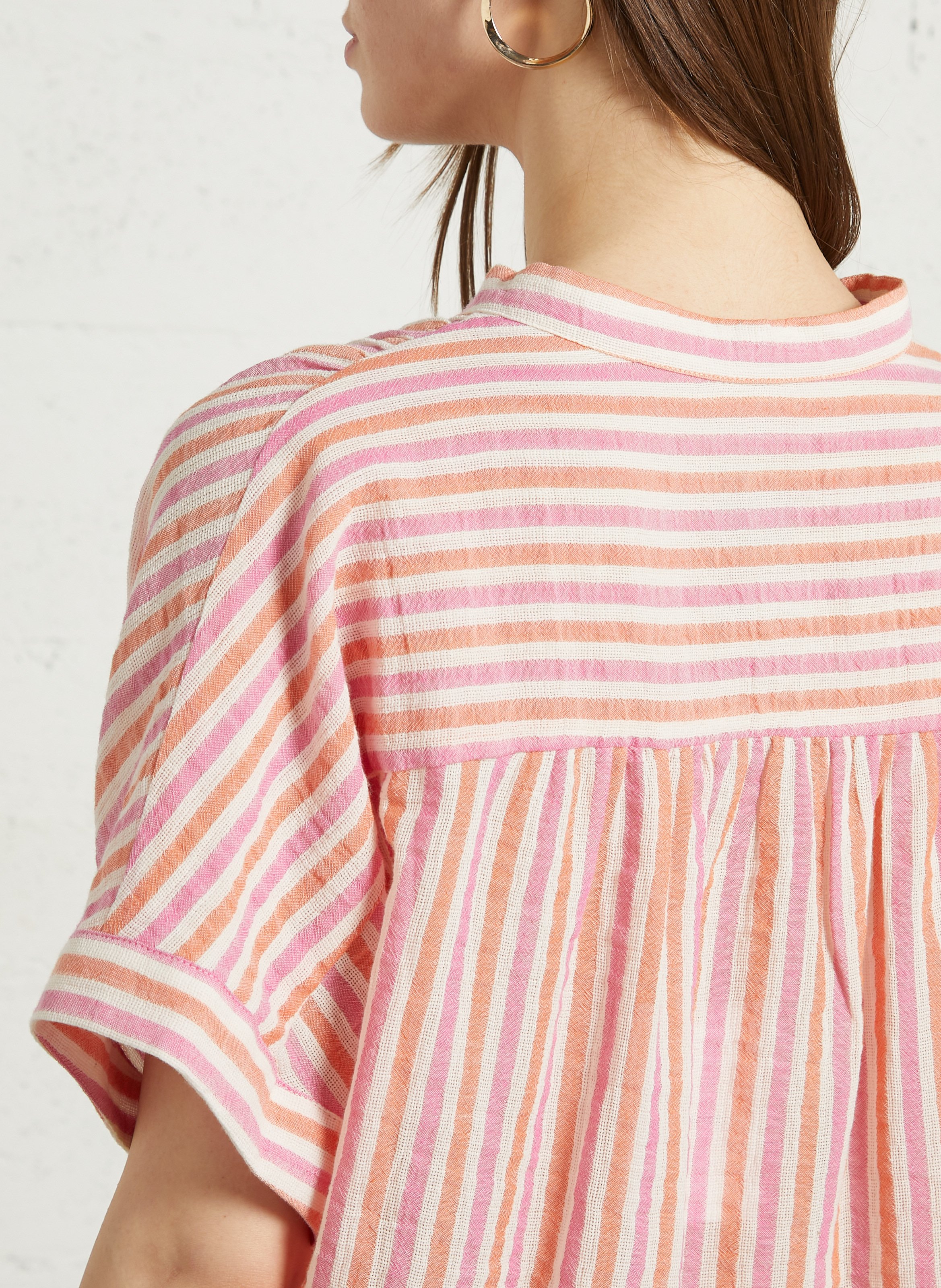 Weite Bluse mit Mao-Kragen aus Bio-Baumwolle SACRECOEUR Mehrfarbig