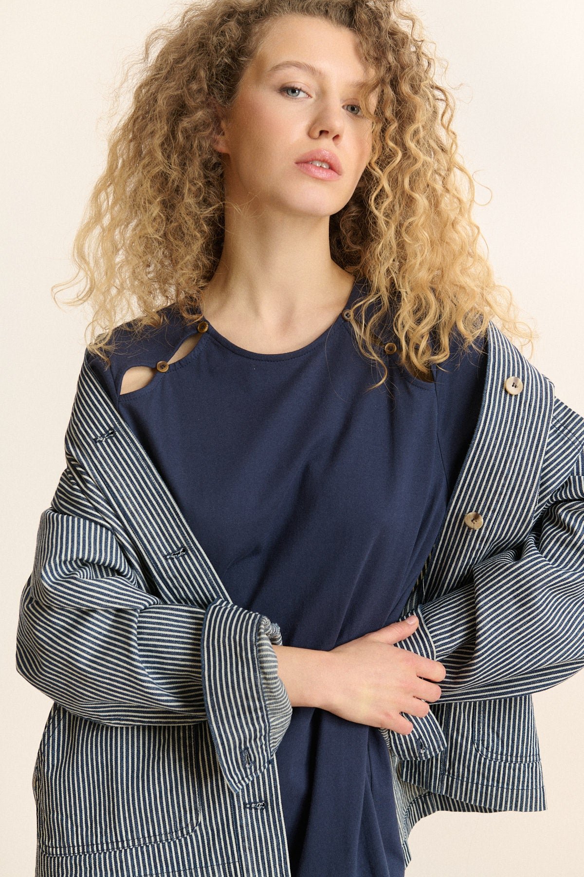 Short-sleeve midi jersey dress GARANCE PARIS Blue