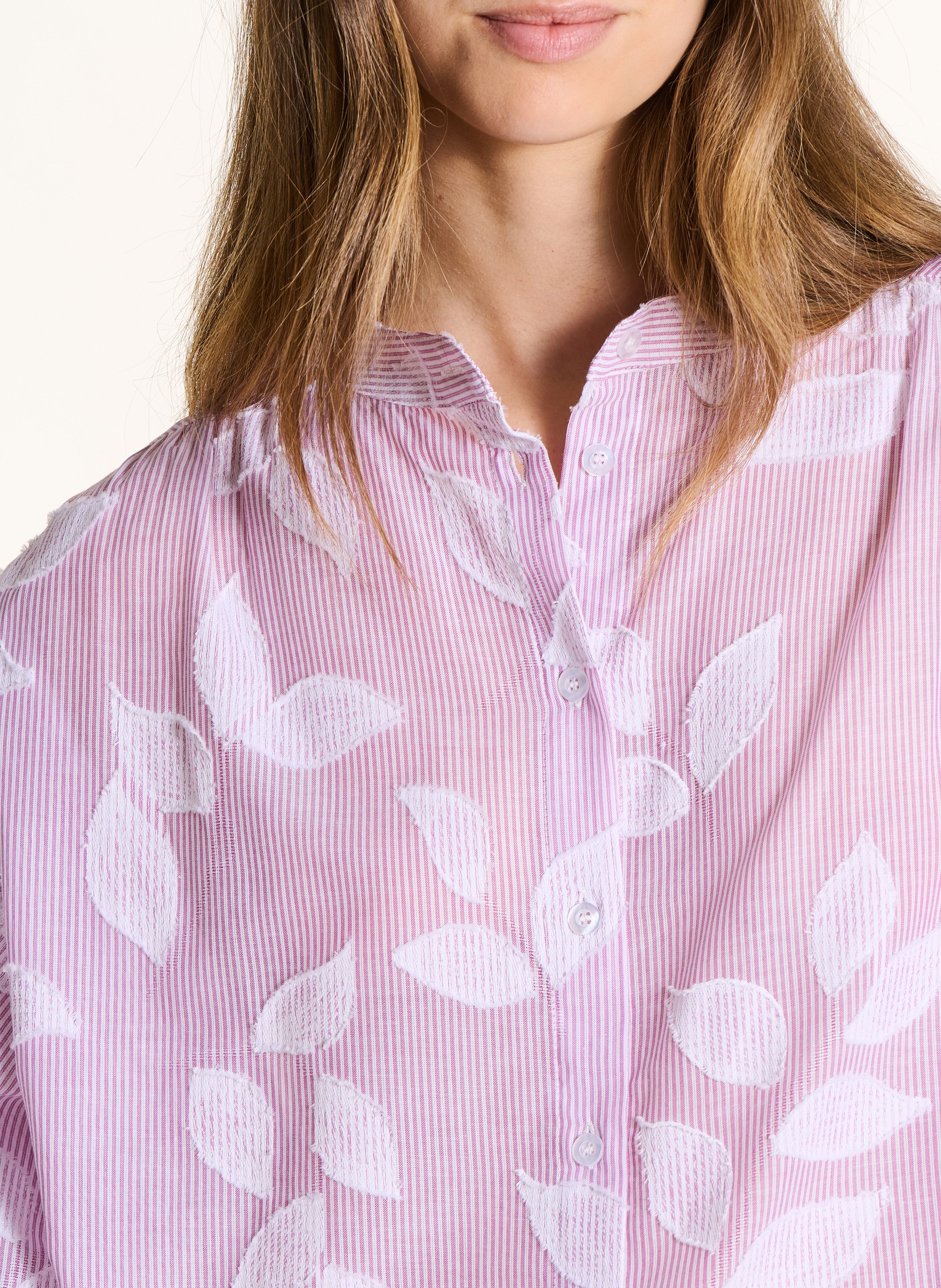Loose-fit cotton shirt with mandarin collar LA FEE MARABOUTEE Pink