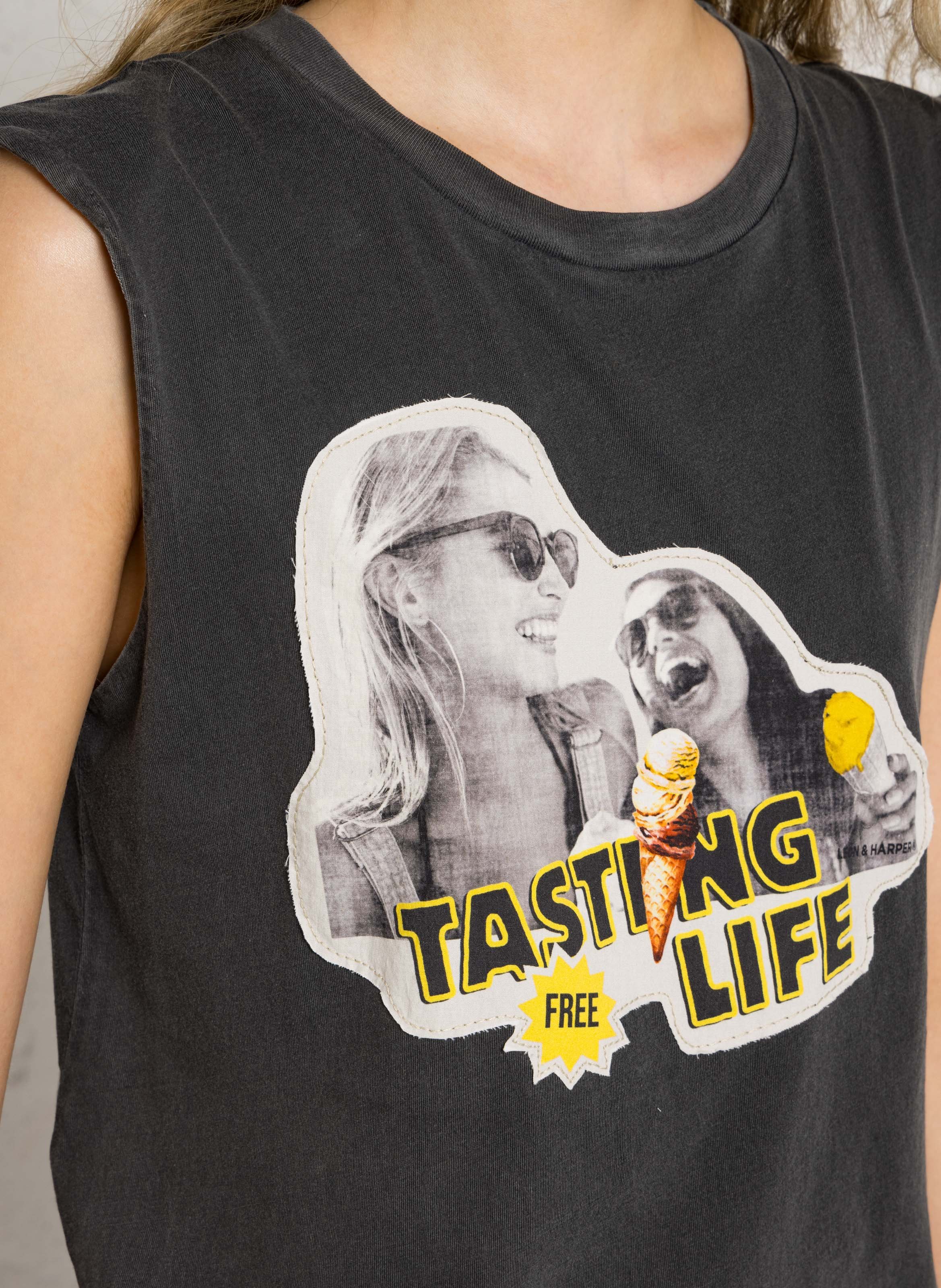 Round-neck organic cotton tank top LEON & HARPER Grey