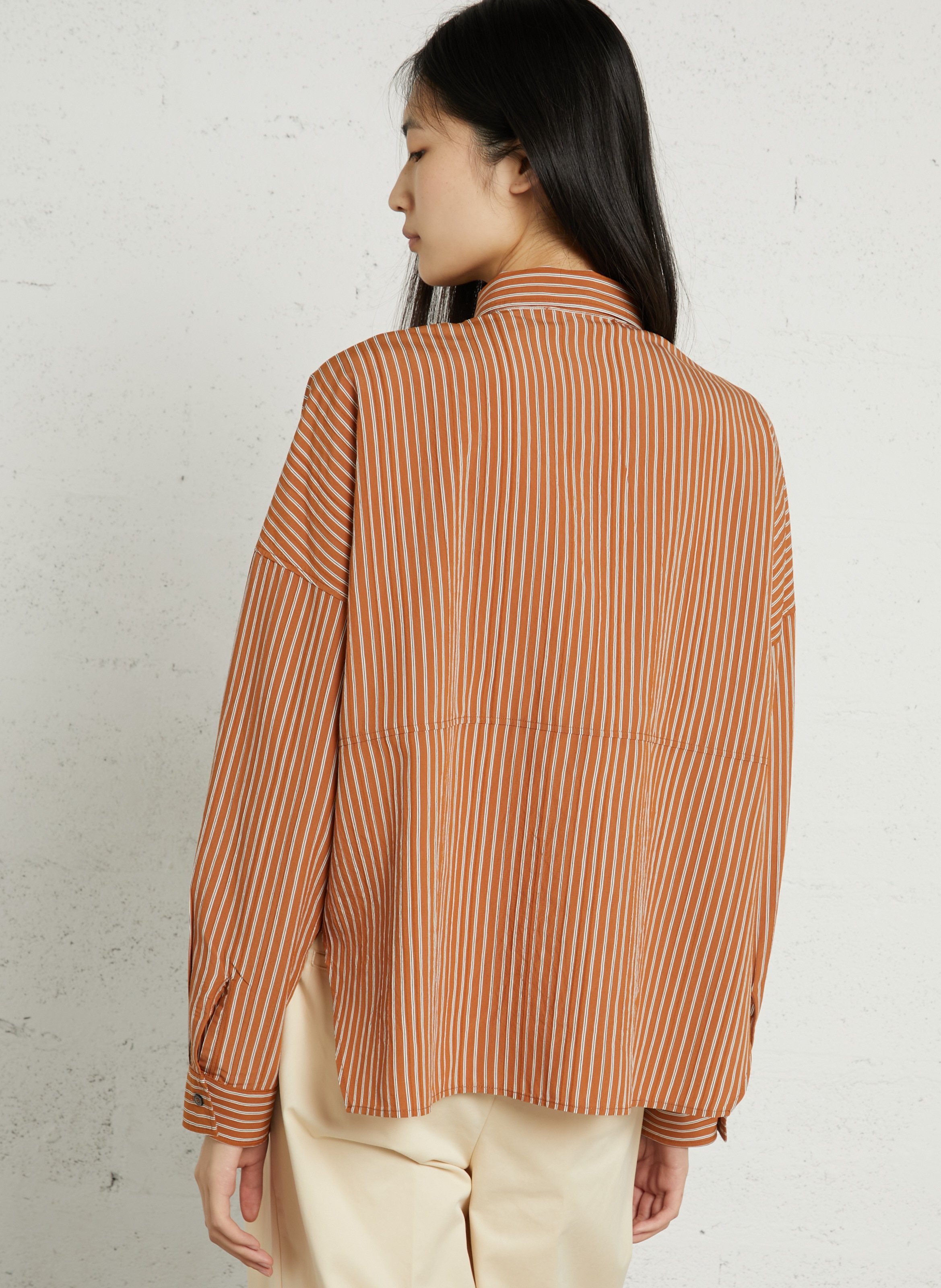 Gestreiftes Oversize-Hemd  POMANDERE Orange