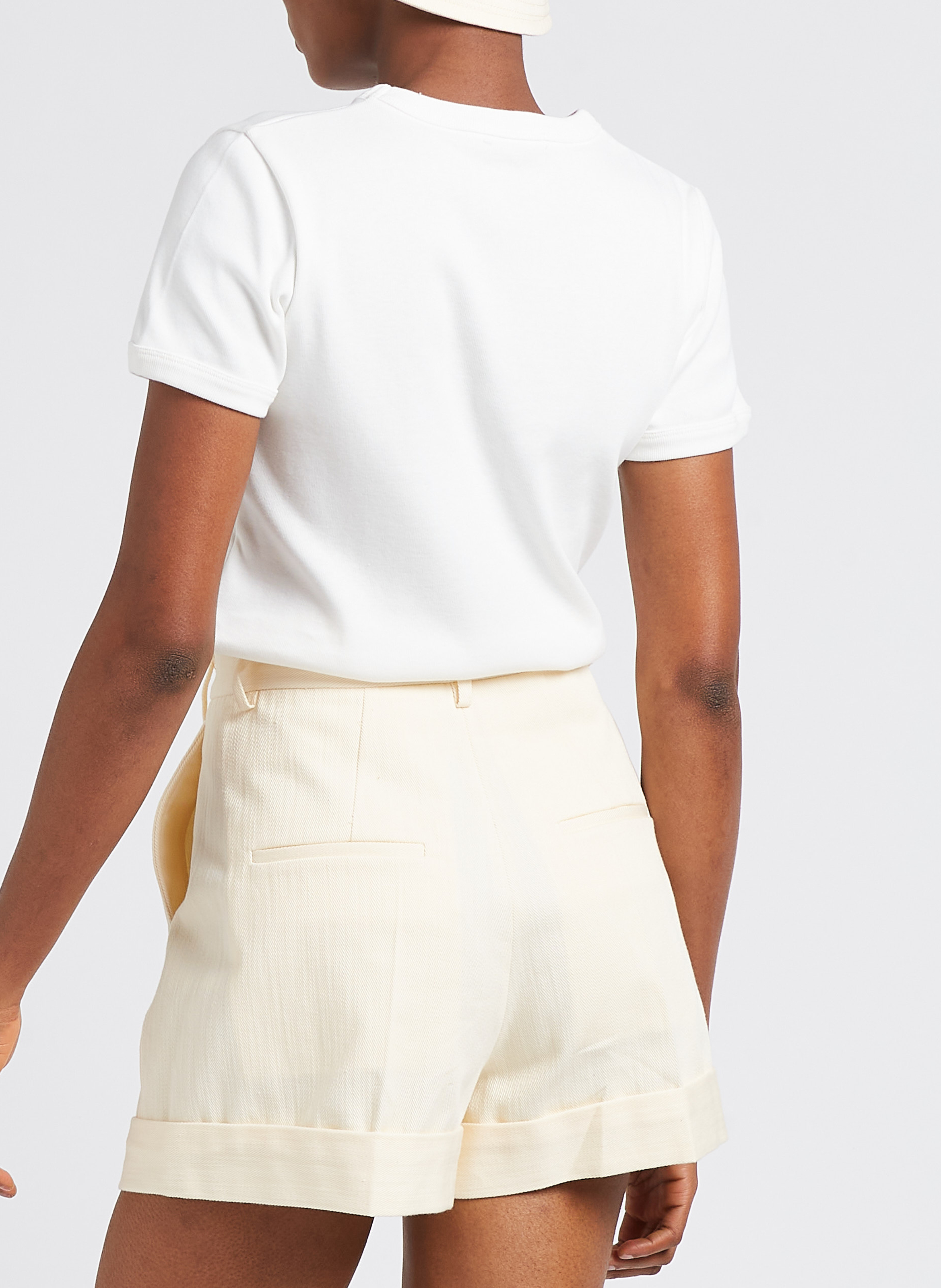 Tee-shirt droit col rond en coton bio SOEUR Blanc