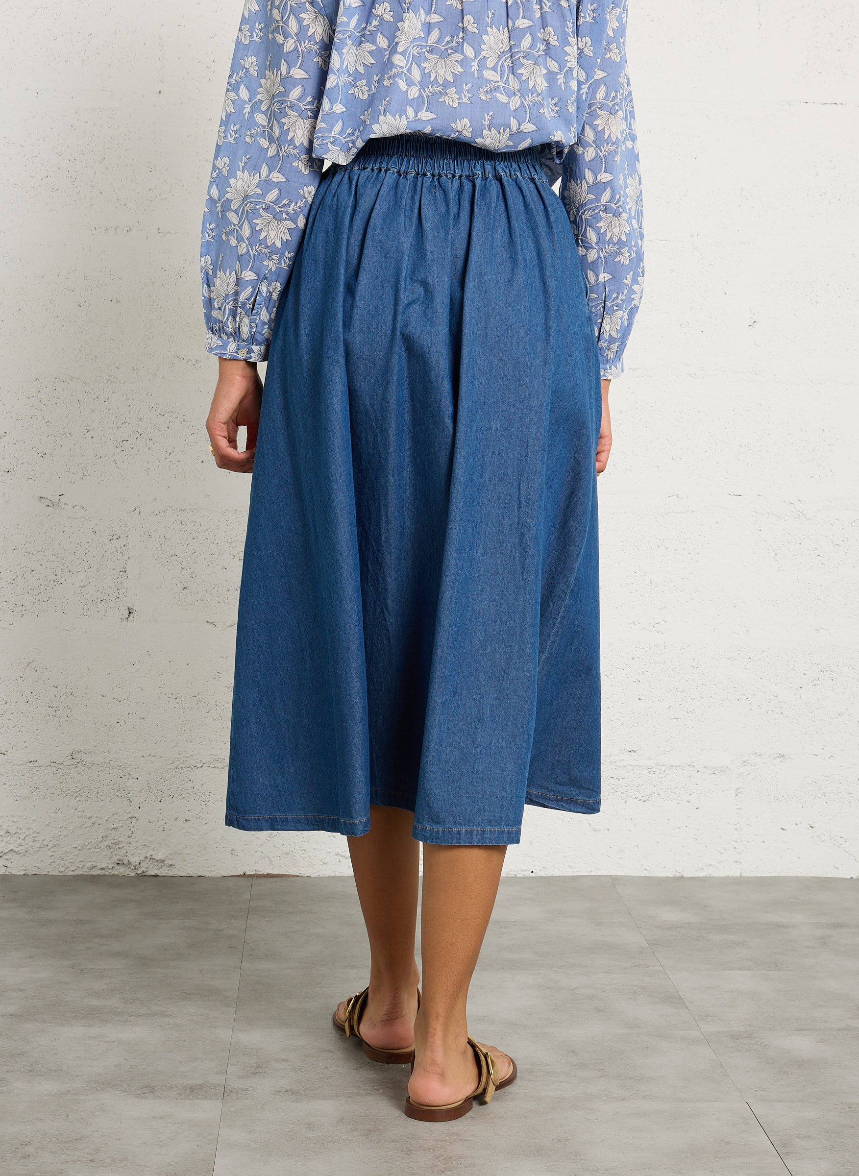 Flared cotton midi skirt BELLA JONES Blue