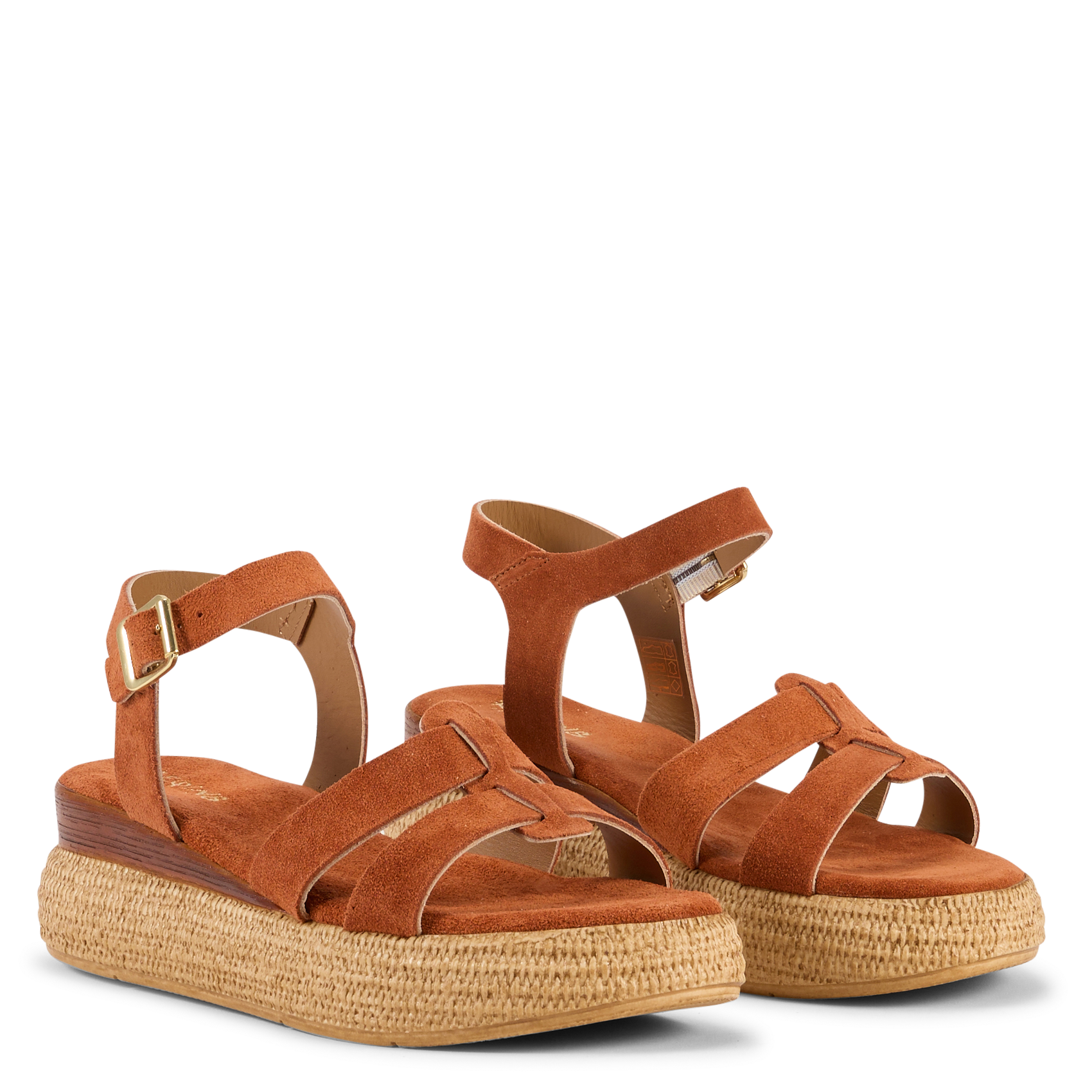 Sandales compensées en cuir velours REQINS Orange