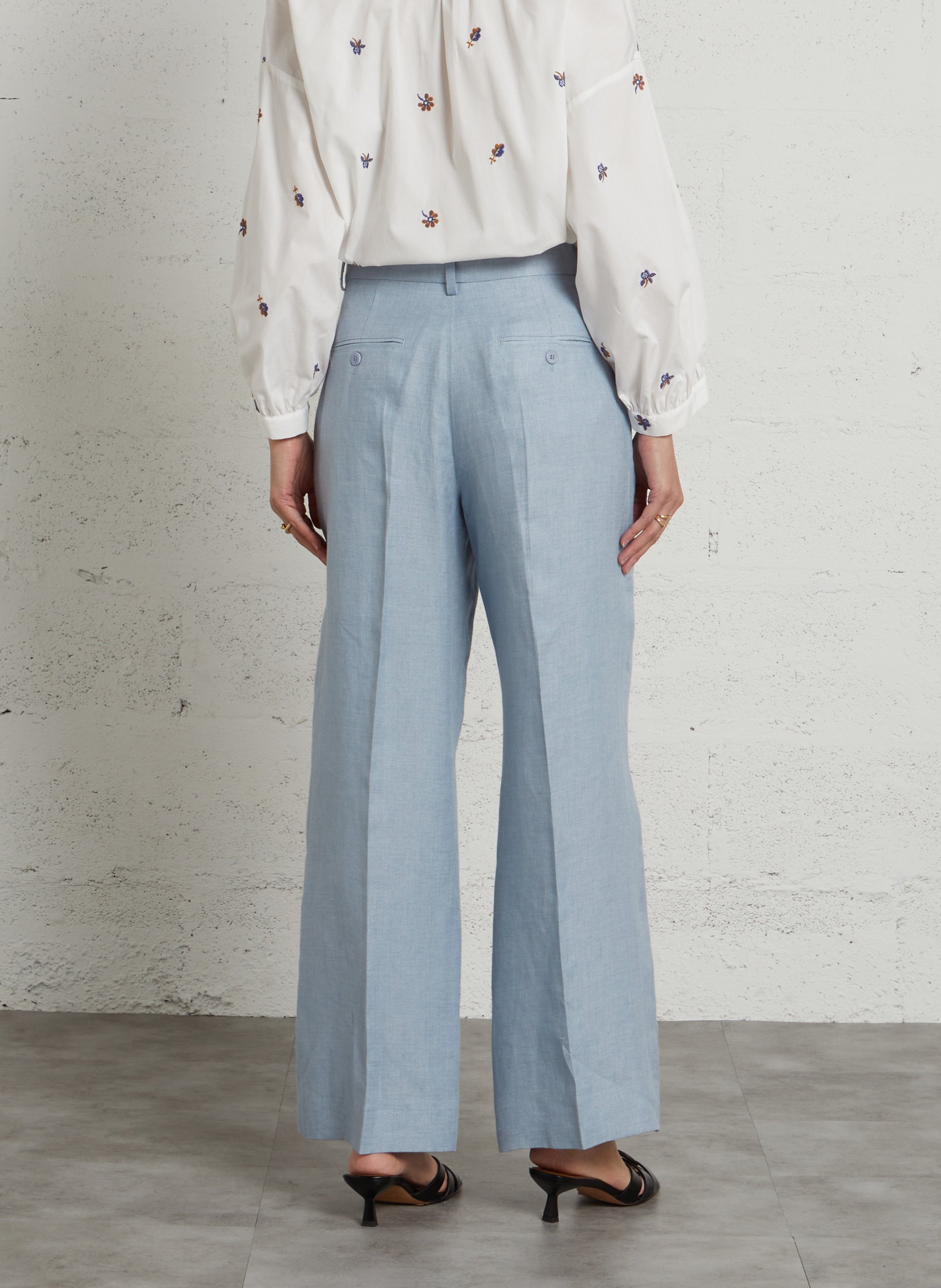 Straight linen pants MAX MARA WEEK END Blue
