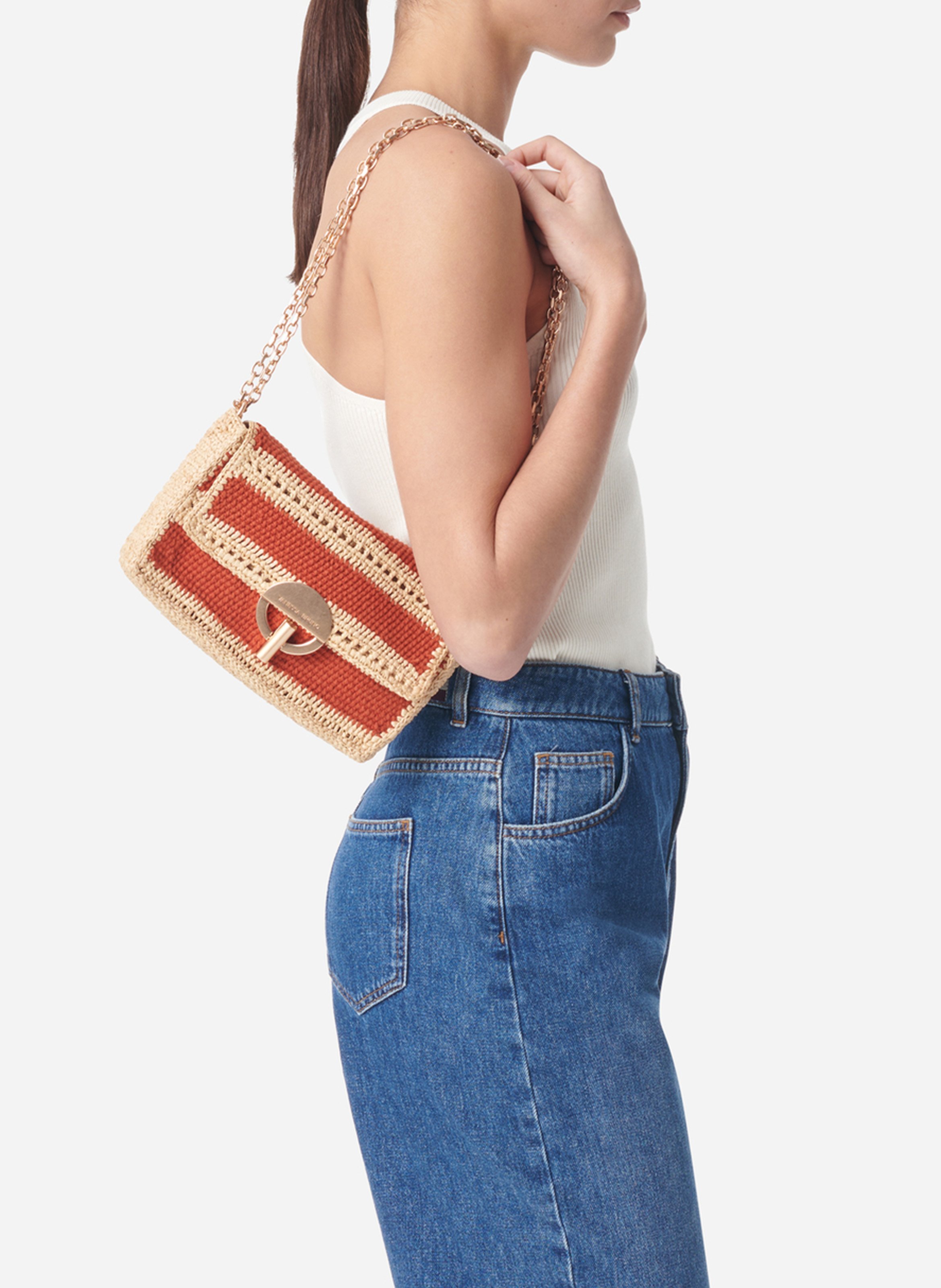 Clutch aus Bast VANESSA BRUNO Orange