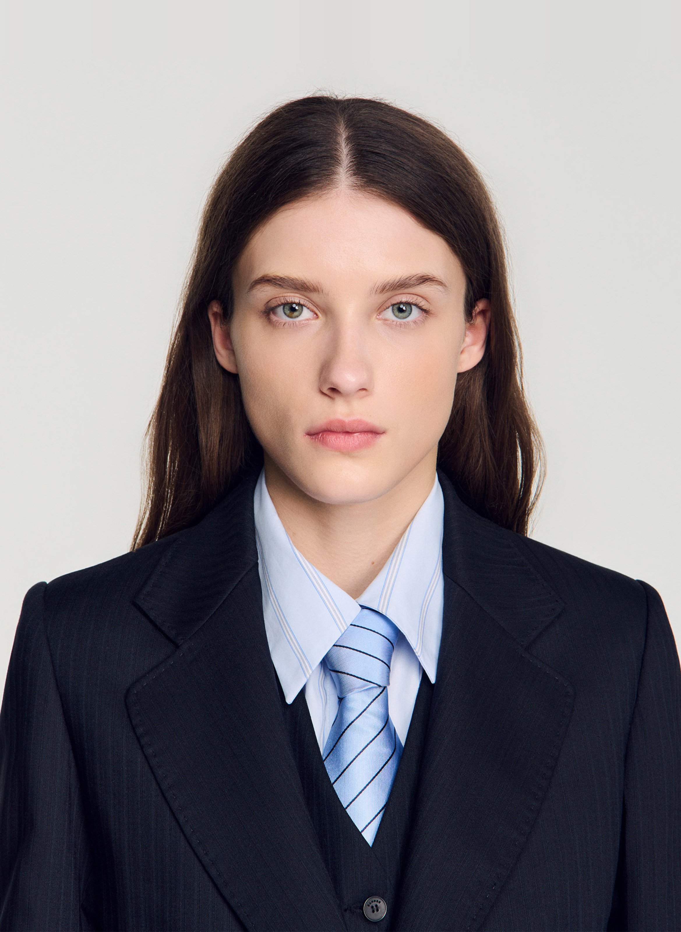 Veste de tailleur ajustée en laine mélangée SANDRO Bleu