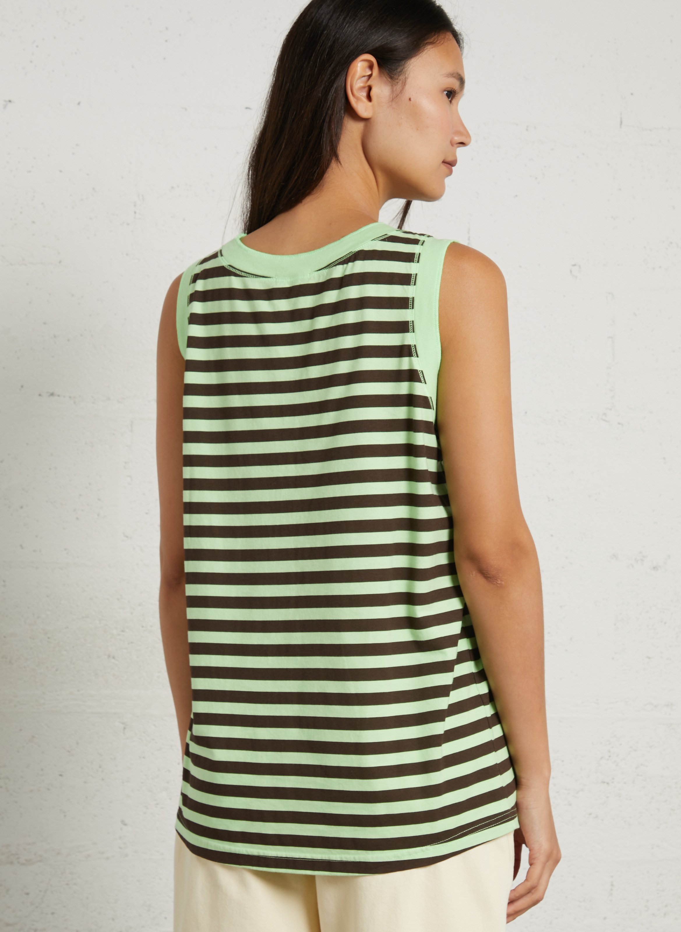 Débardeur droit rayé en coton AMERICAN VINTAGE Vert