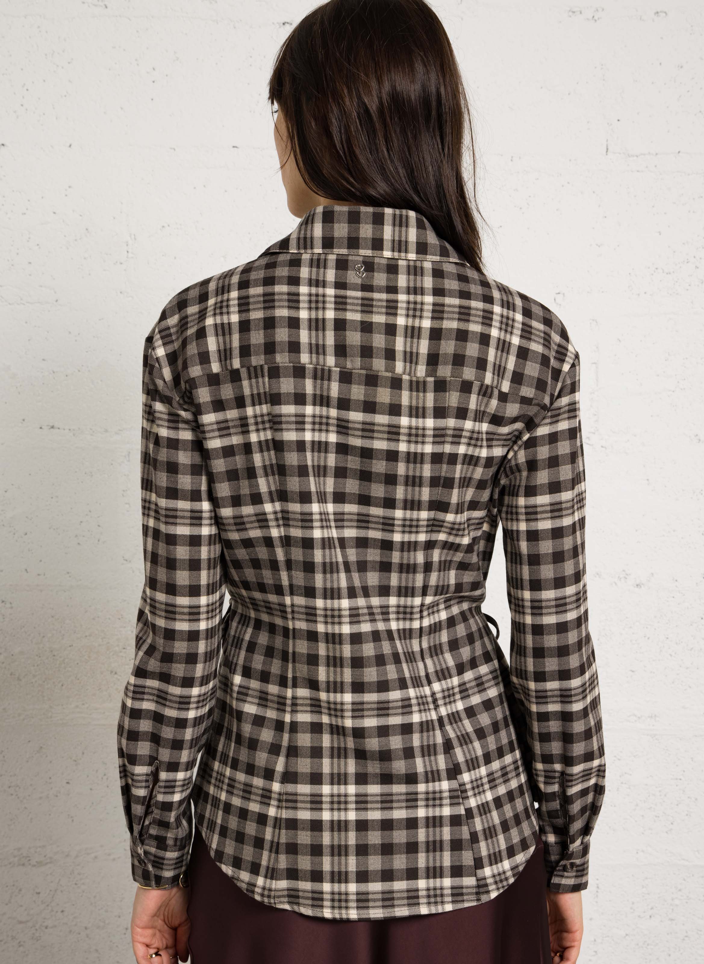 Chemise droite col classique imprimé PLEASE Marron