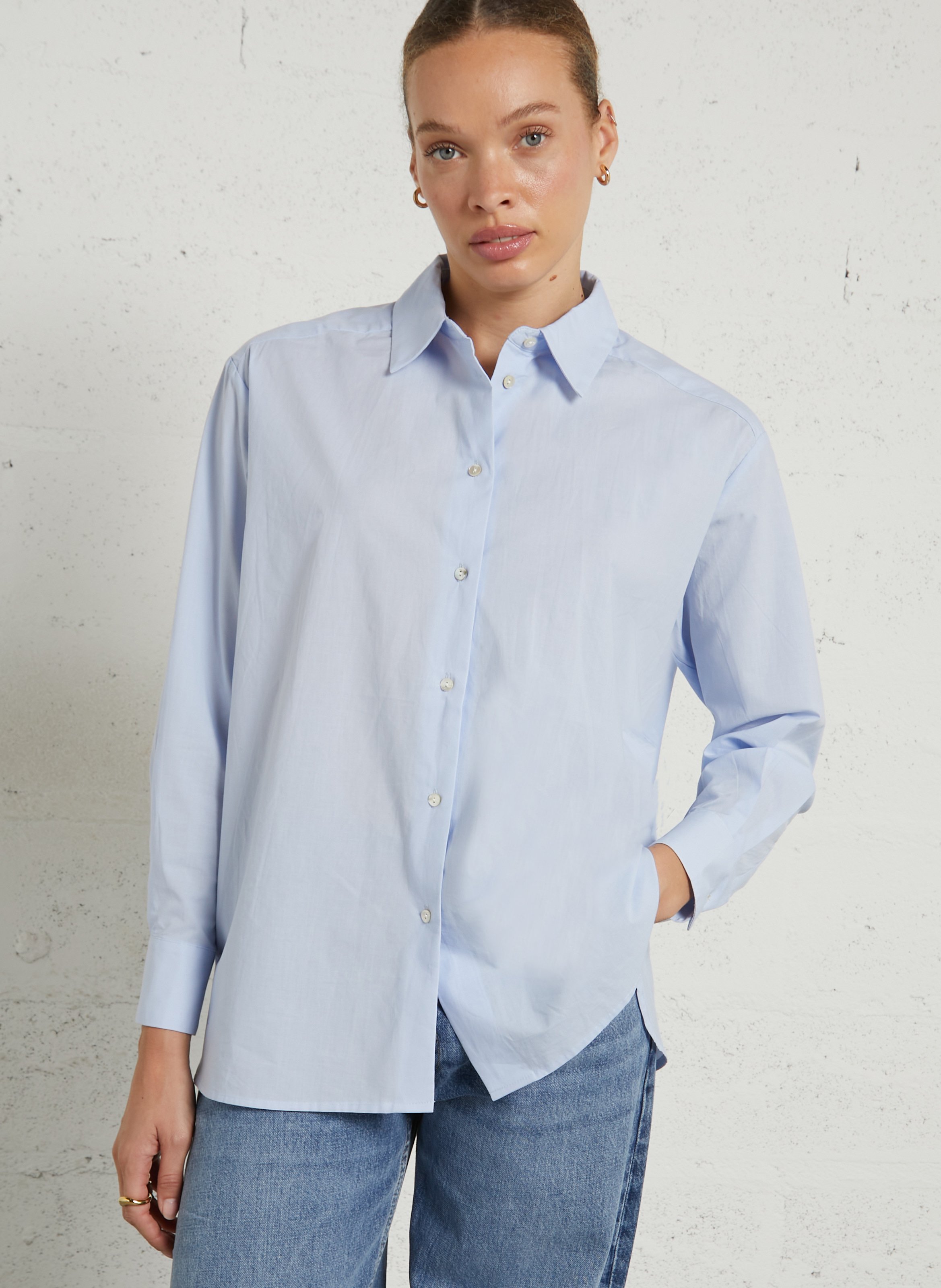 Round-neck striped cotton blouse JC SOPHIE