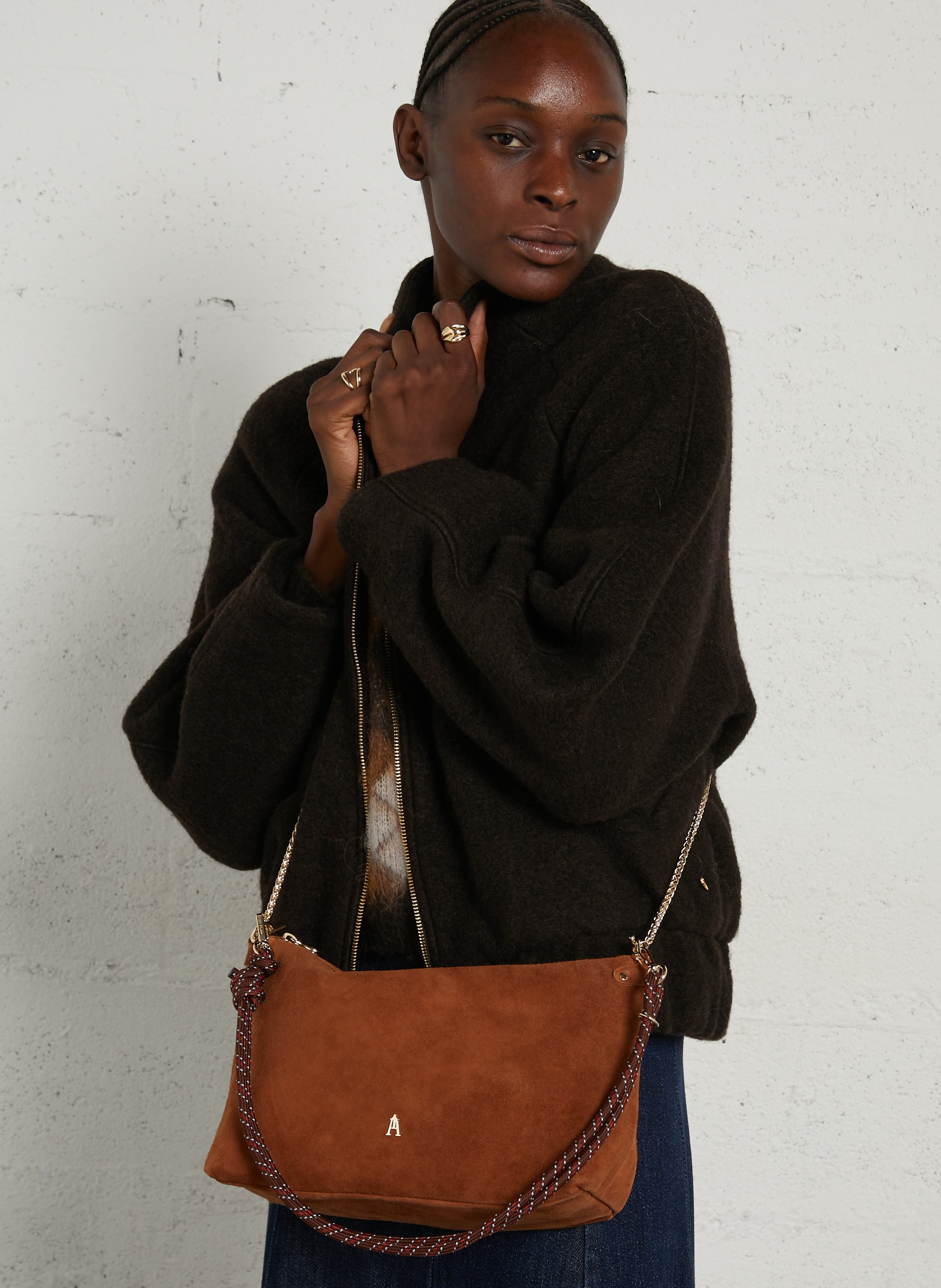 Schultertasche aus Lammleder CRAIE STUDIO Beige