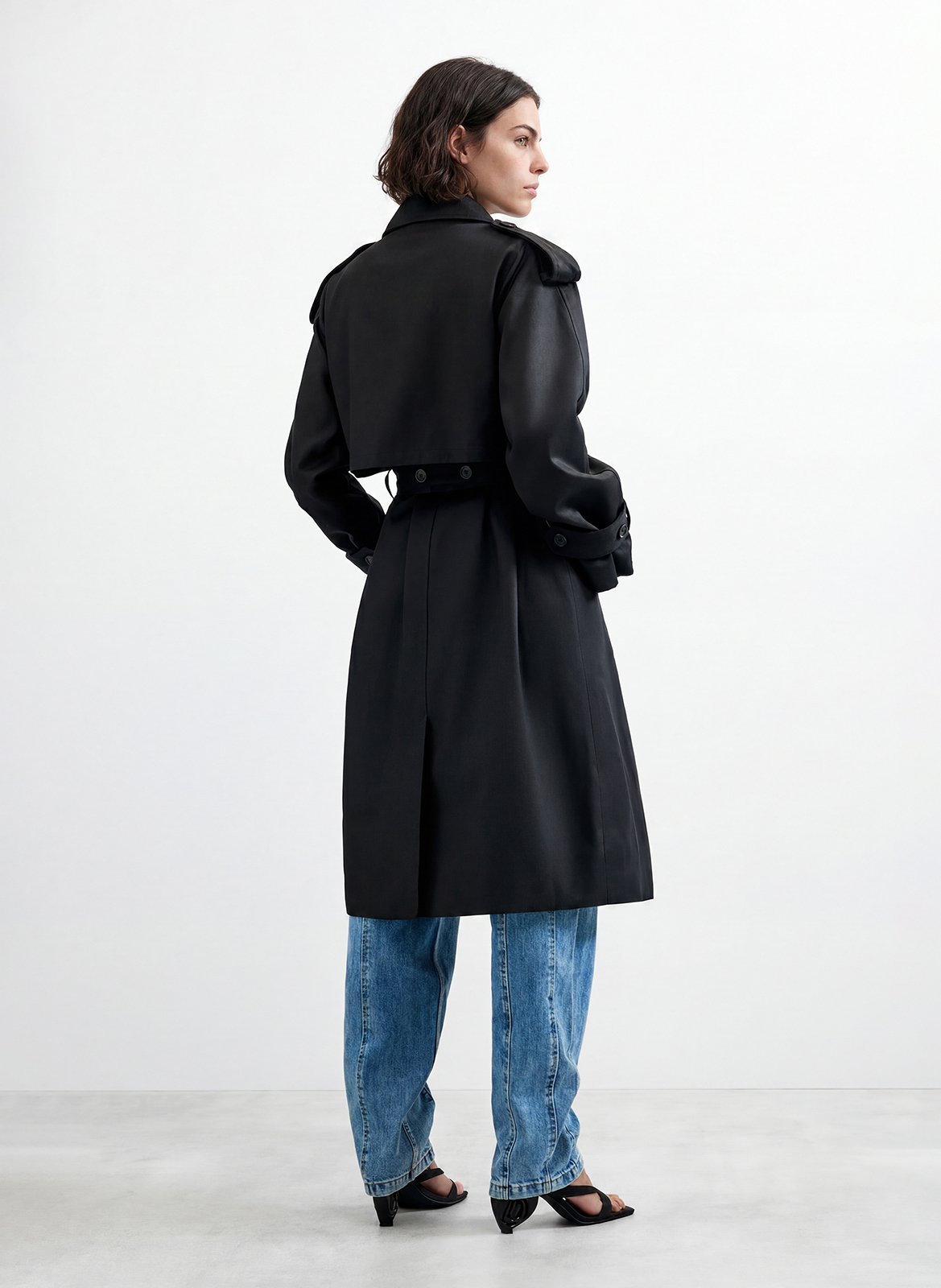 Trench col tailleur en coton mélangé DESIGUAL Noir