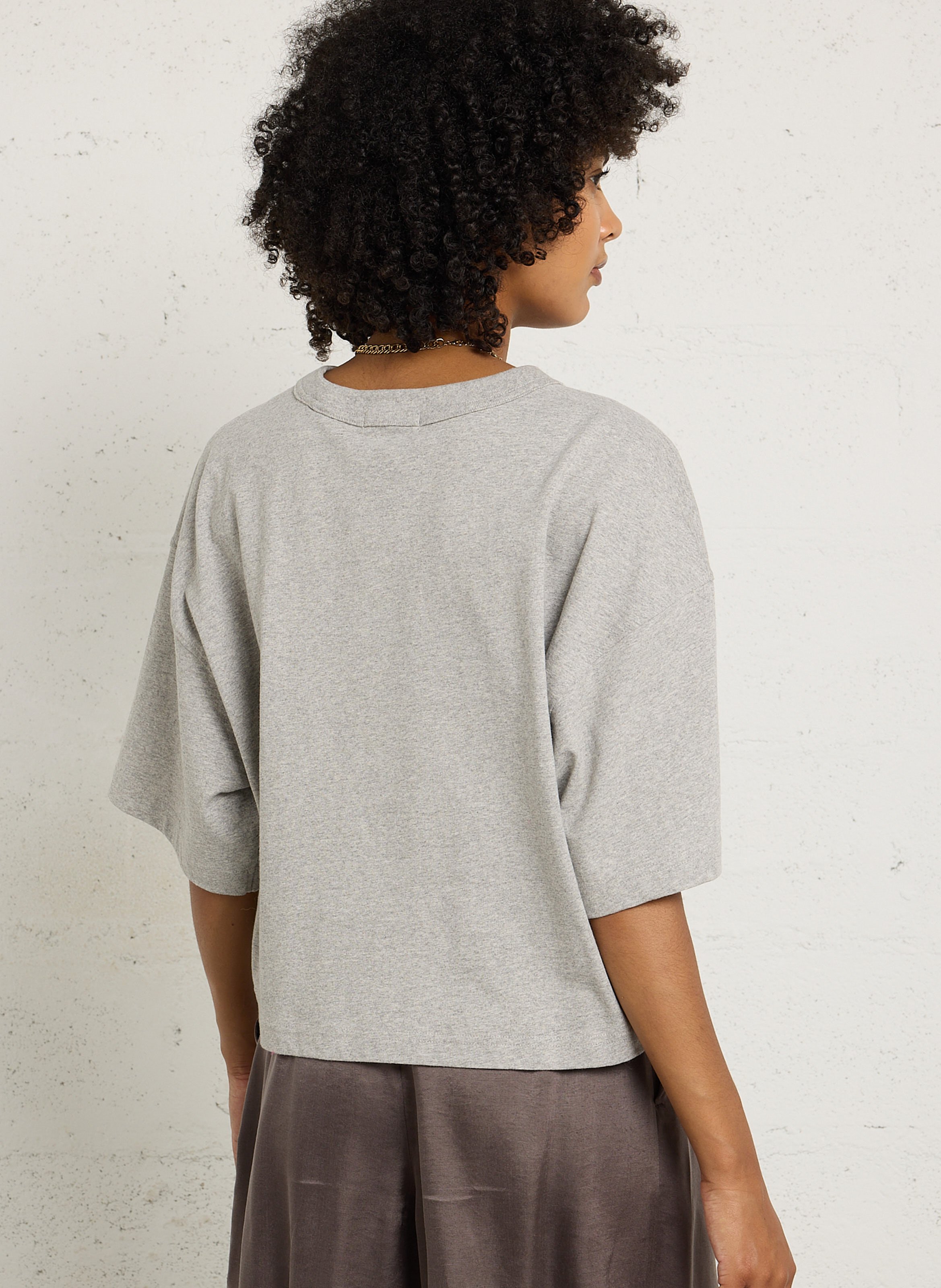 Tee-shirt oversize col rond en coton BELLEROSE Gris