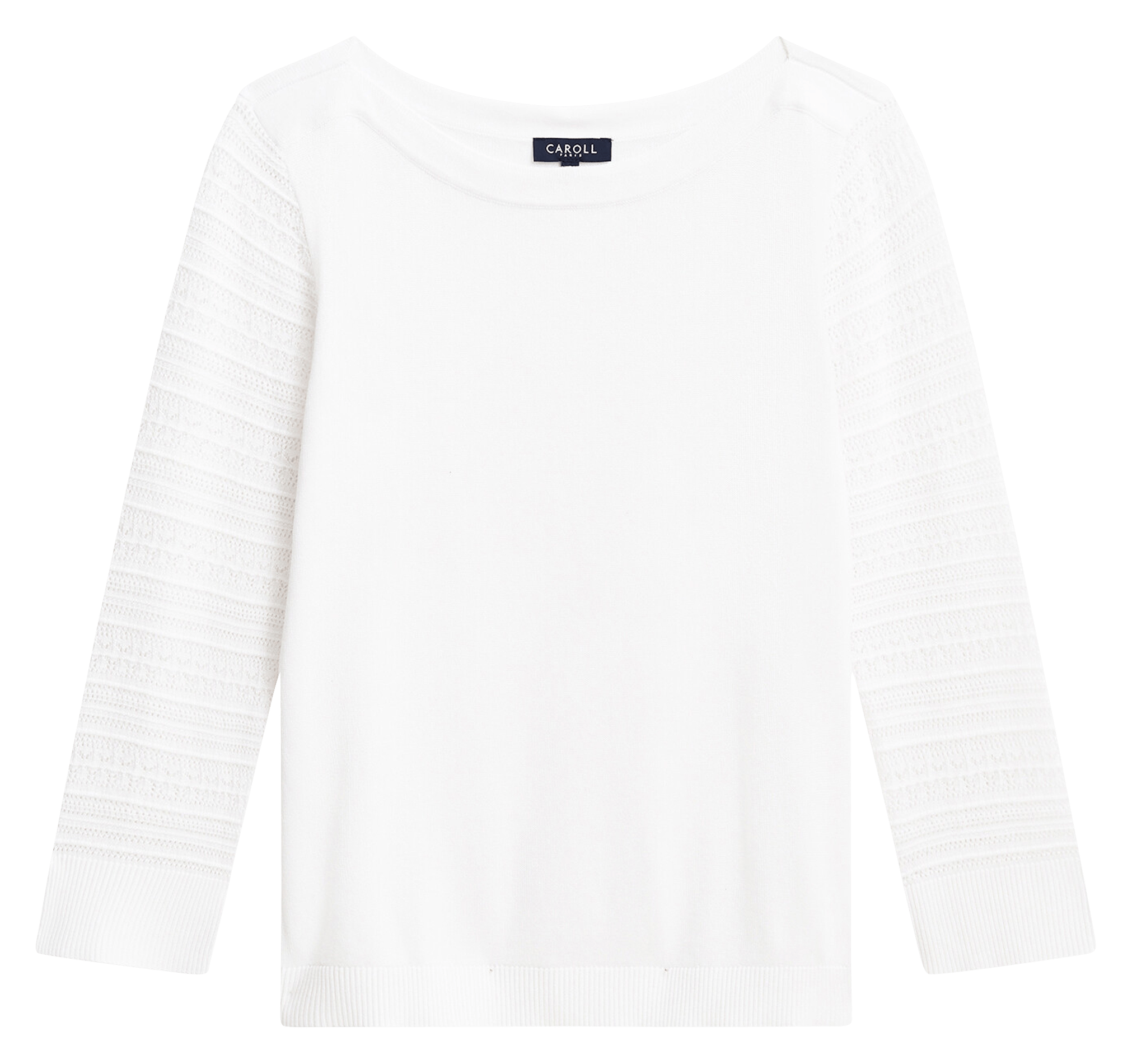 Pull cintré col rond en coton mélangé CAROLL Beige