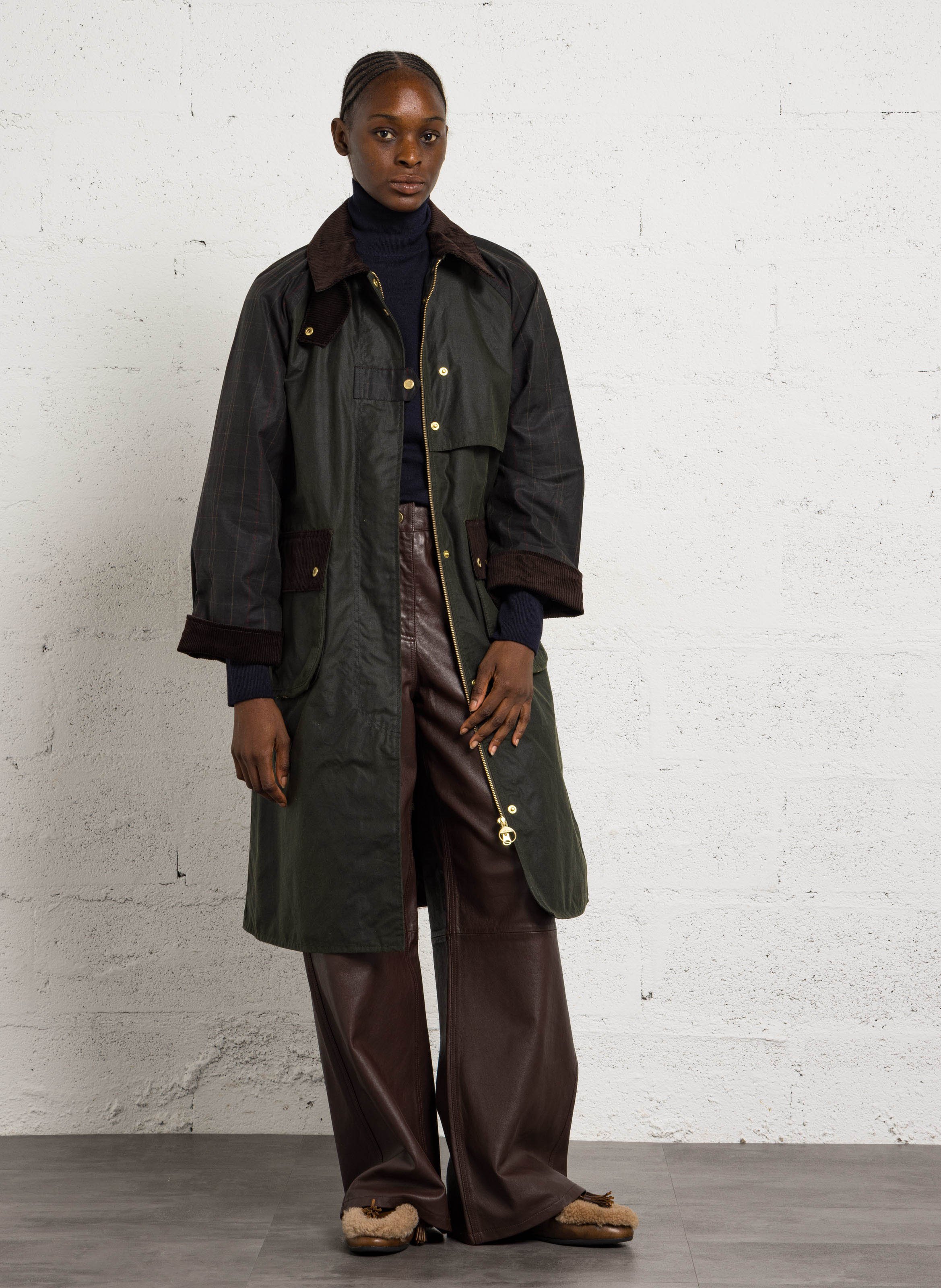 Gerader Parka mit klassischem Kragen aus Baumwolle BARBOUR Khaki