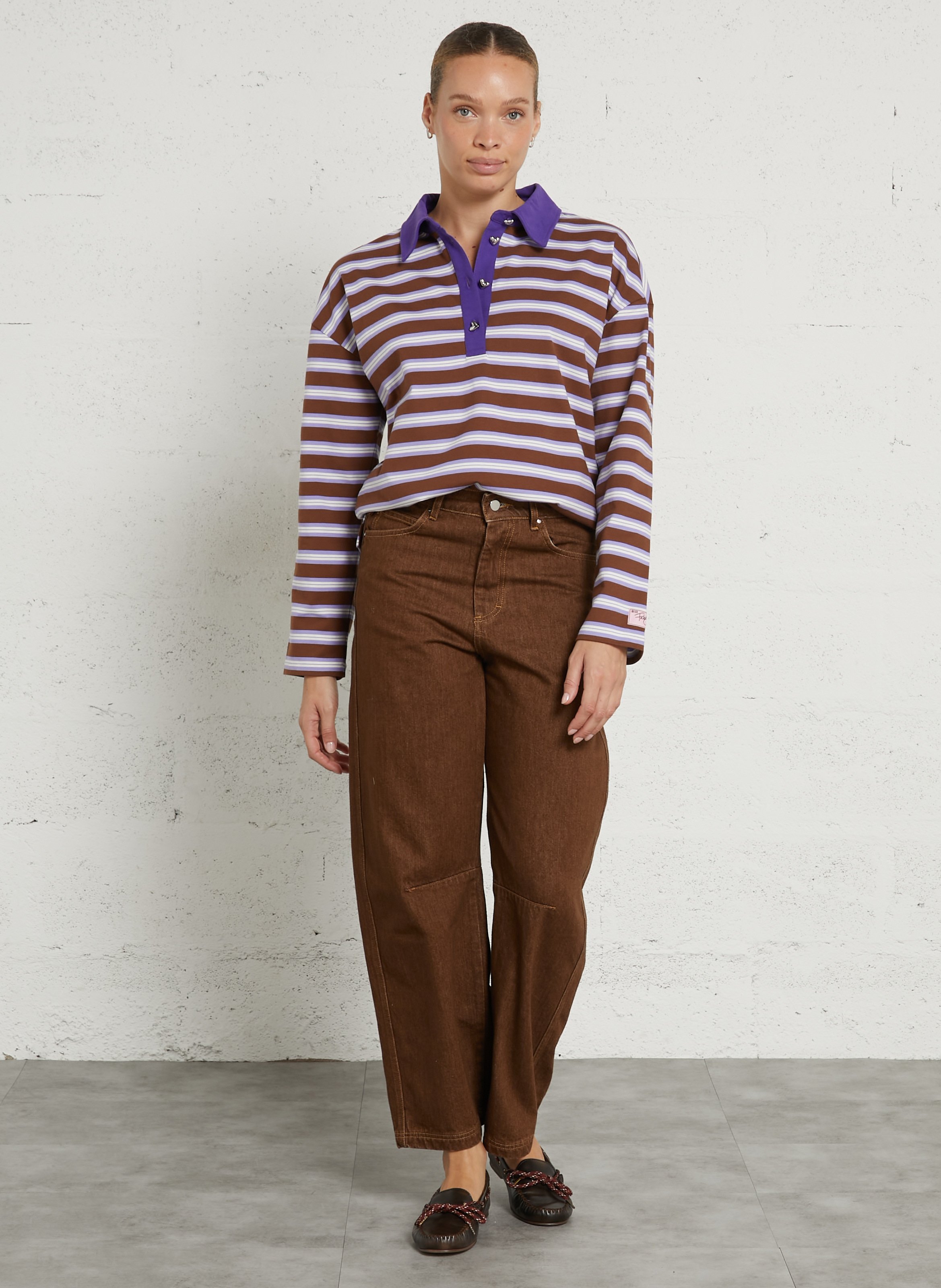 Polo kraag sweater van biologisch katoen FABIENNE CHAPOT Violet
