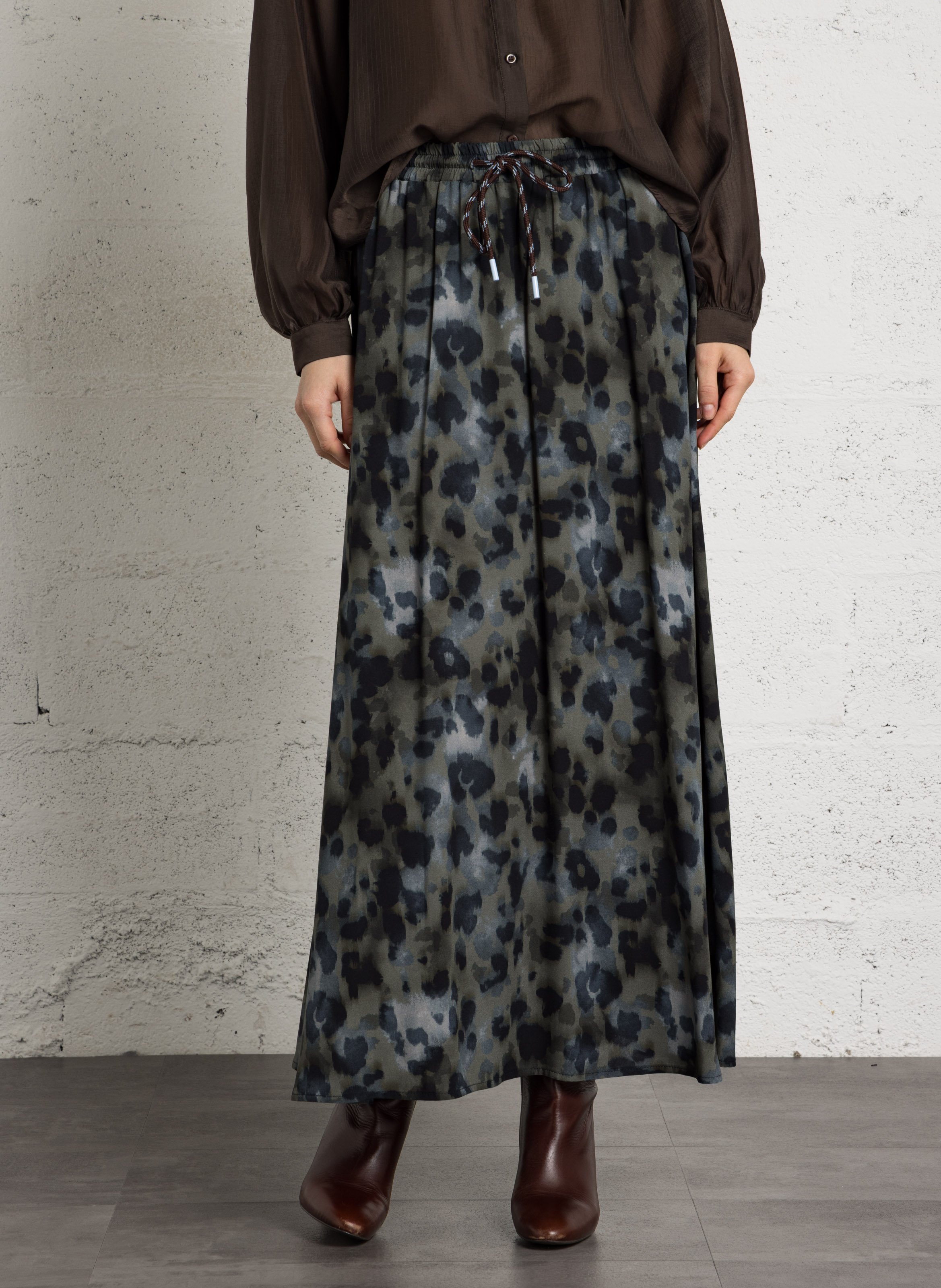 Gerende rok met print PLEASE Blauw