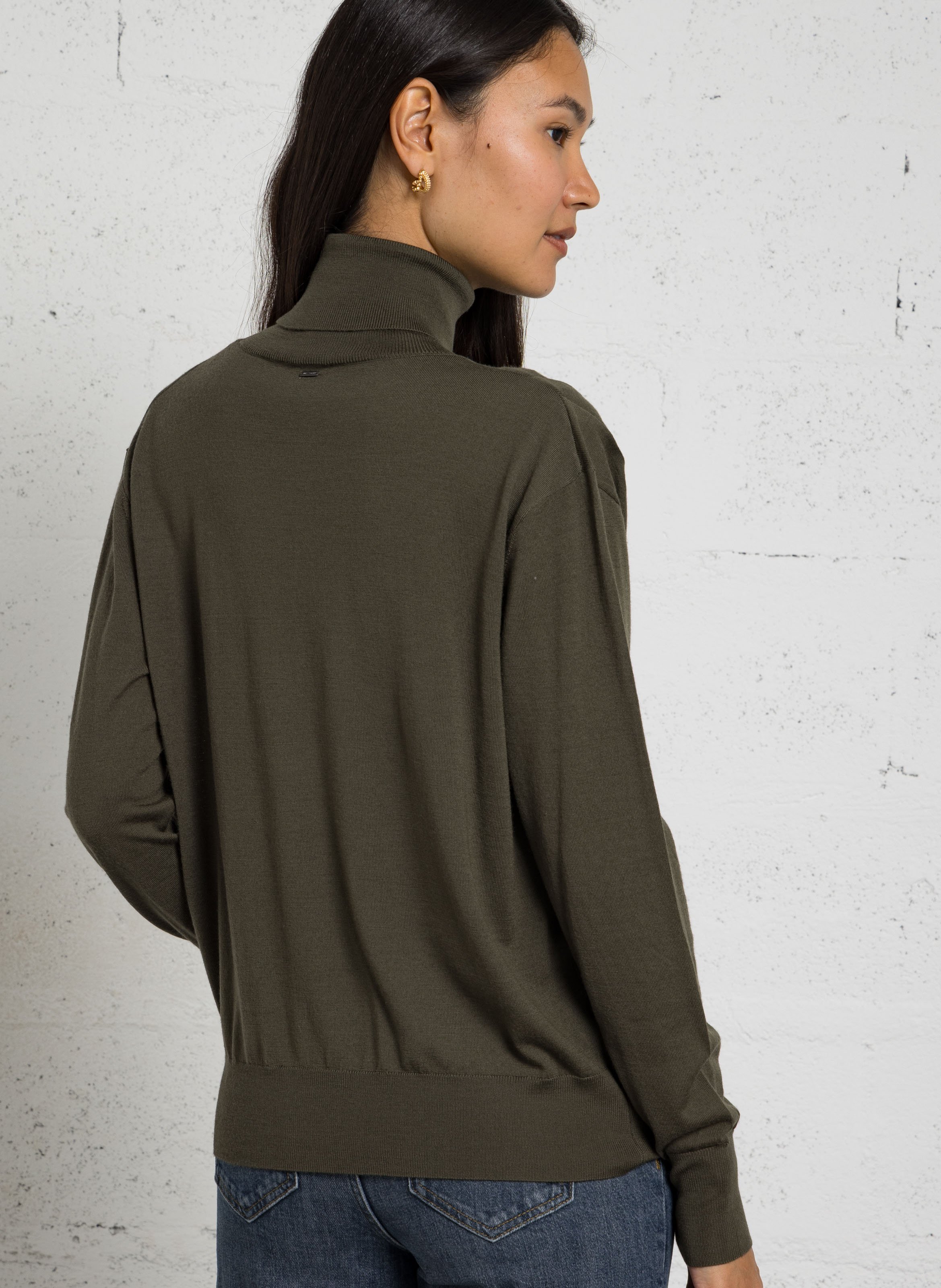 Wool turtleneck sweater | Khaki IKKS Women