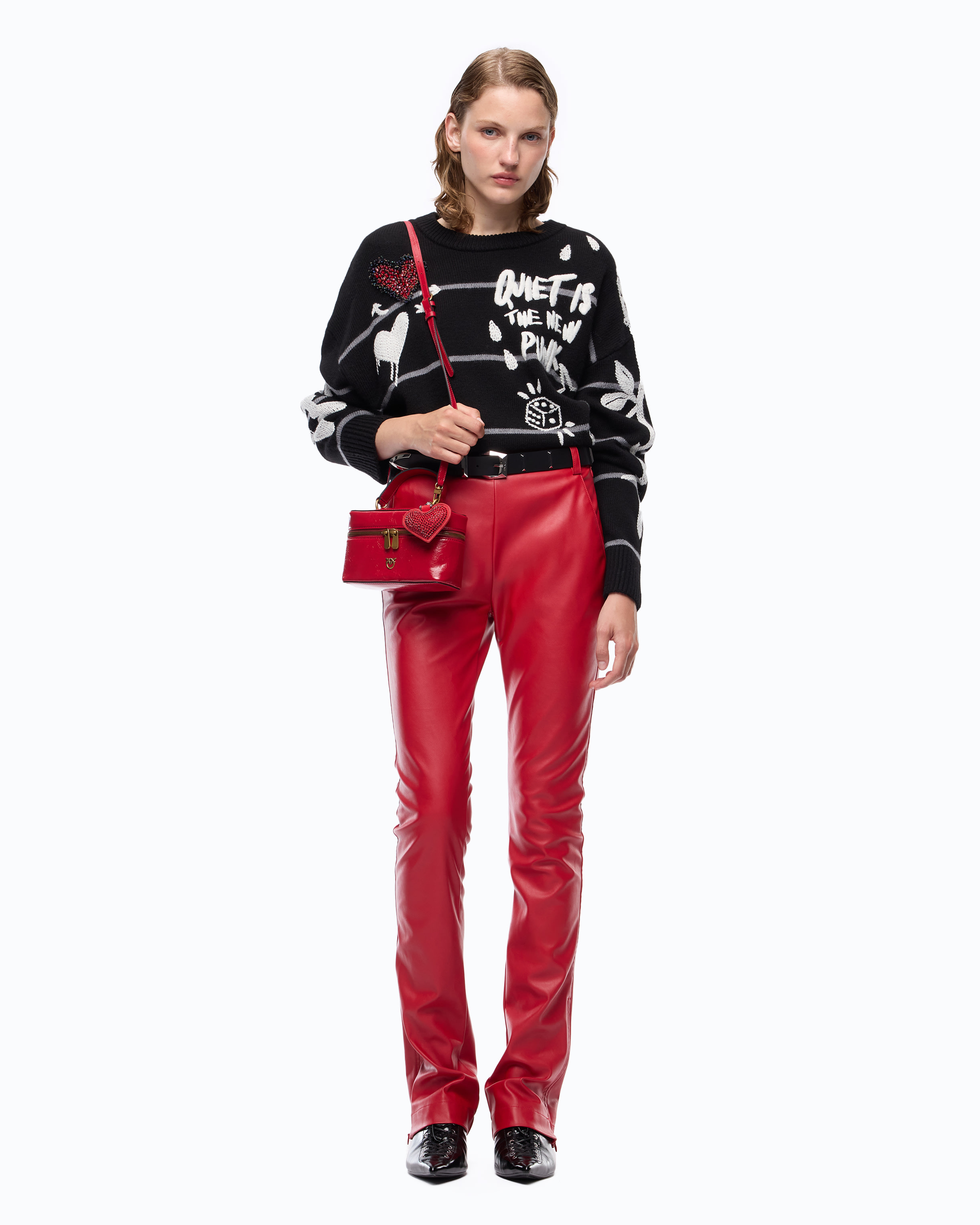 Pull en laine mérinos « quiet is the new punk » PINKO Multicolore