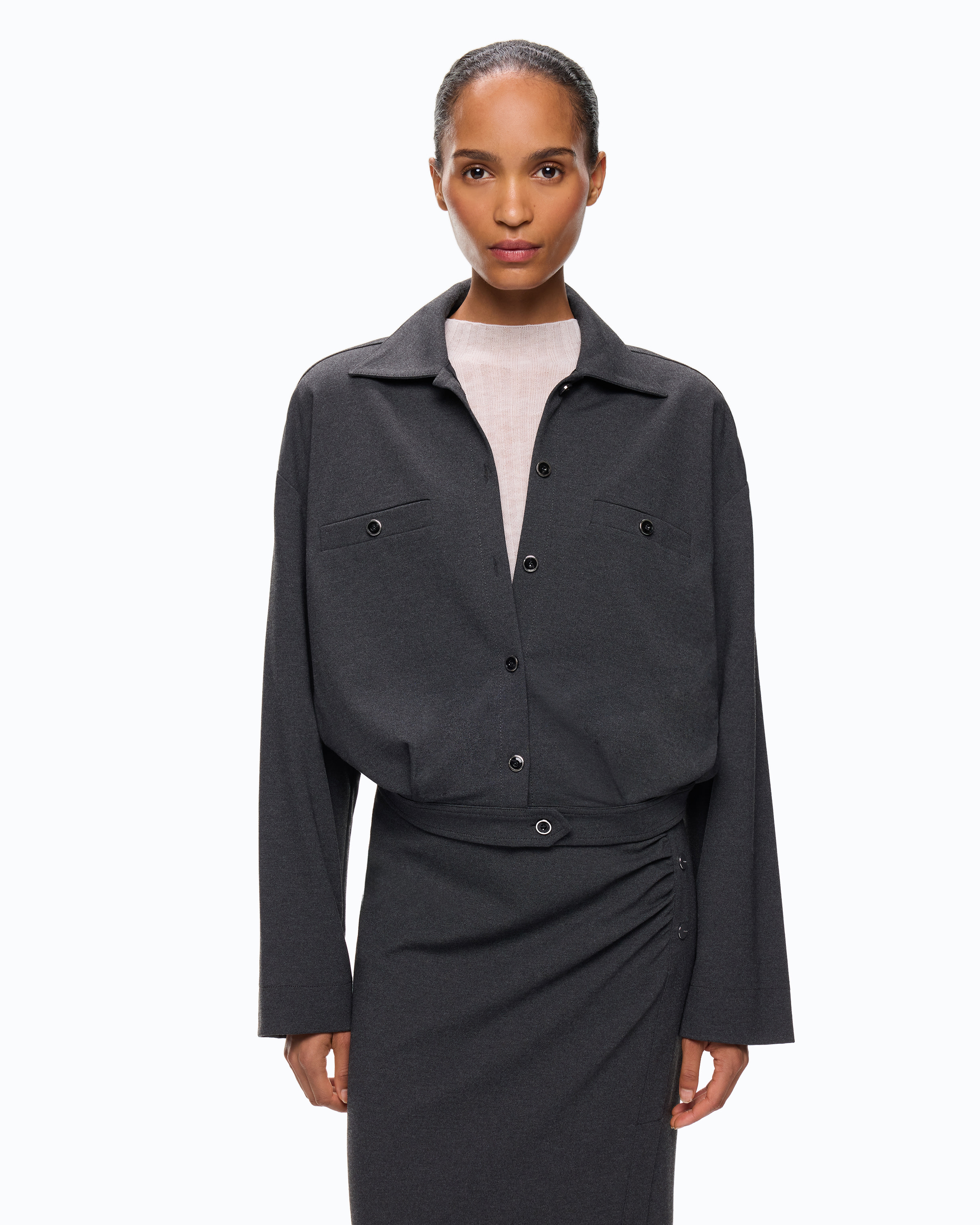 Surchemise fluide en maille roma PINKO Gris