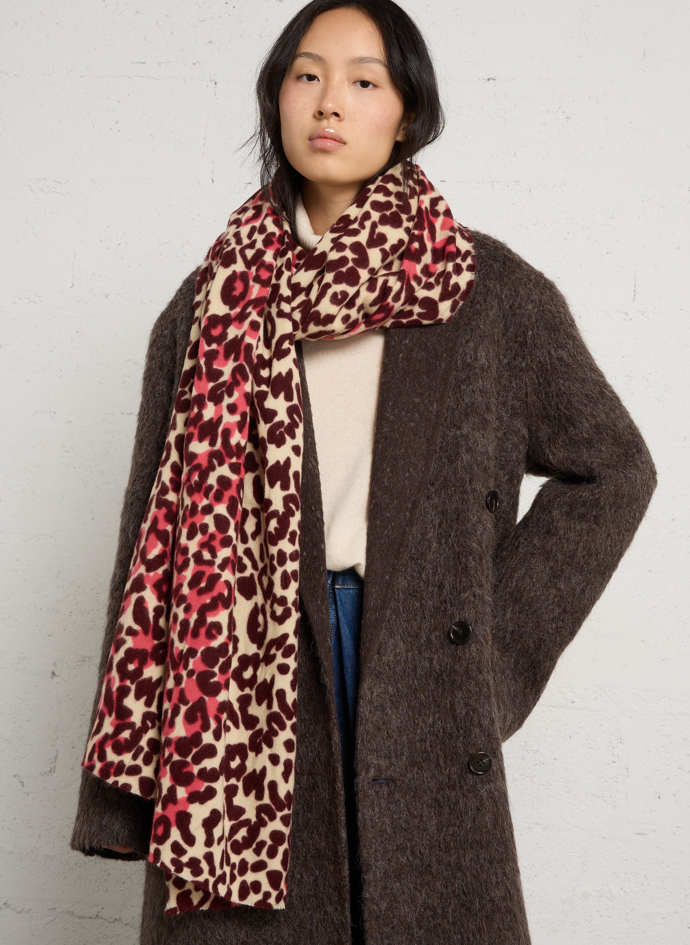 Leopard print scarf LE TEMPS DES CERISES Red