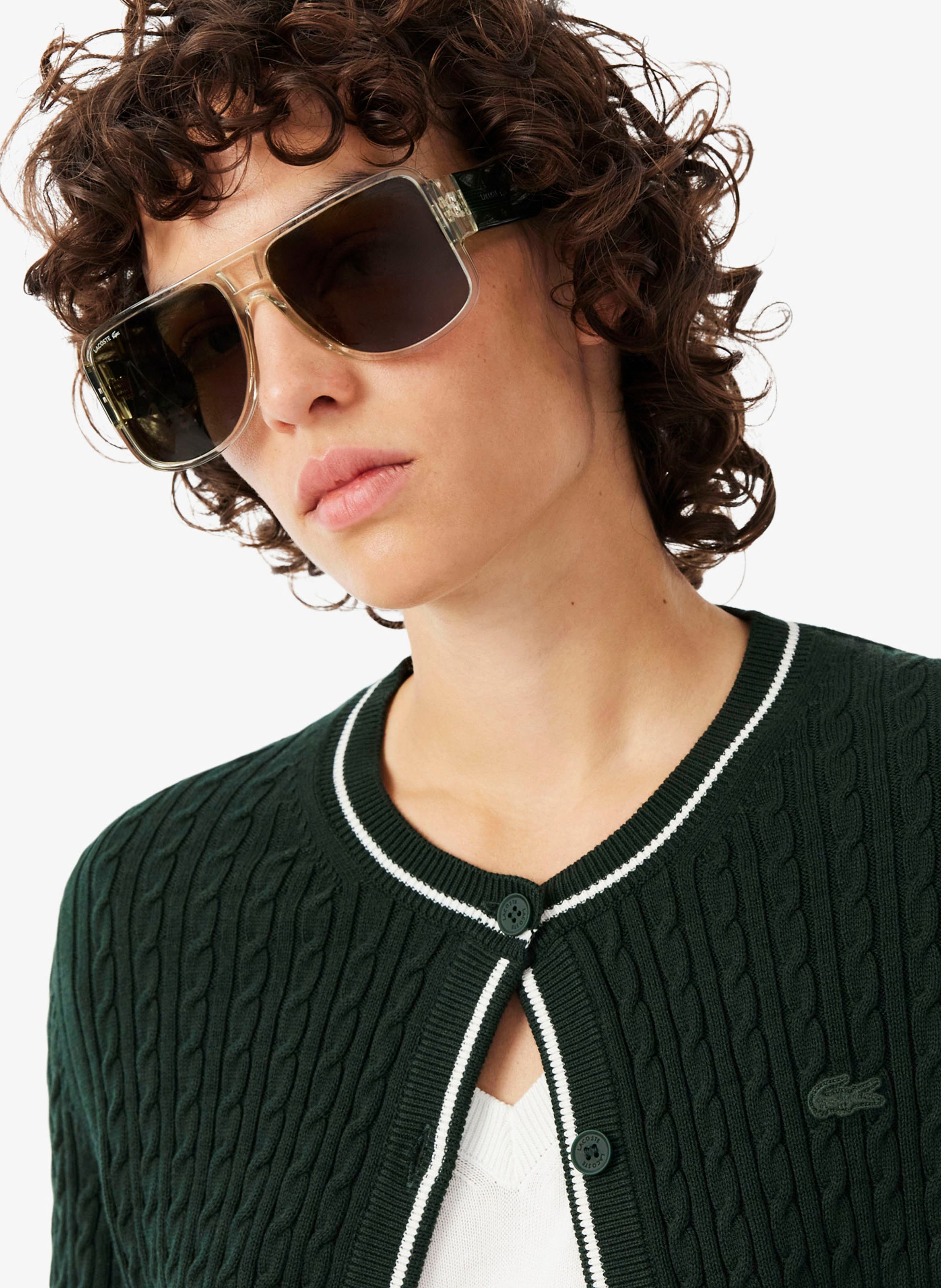 Straight cardigan in blended cotton LACOSTE Green