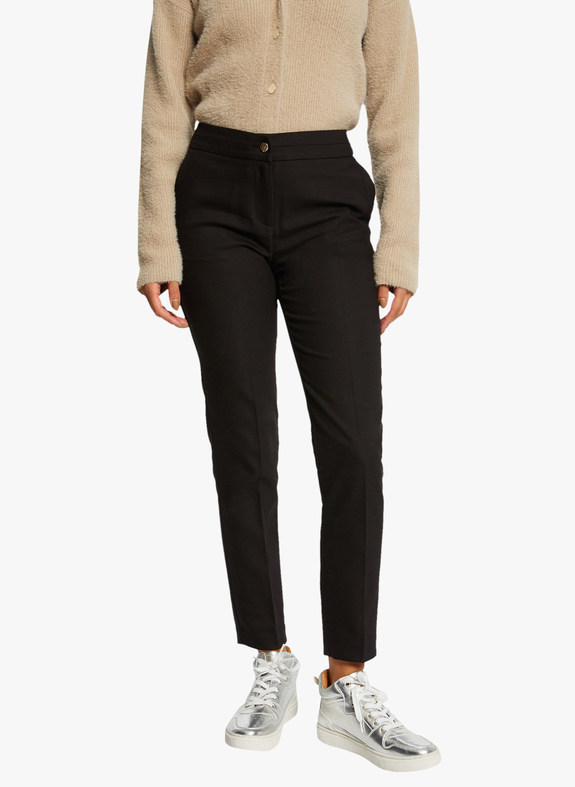 7/8 slim-fit cotton-blend pants MORGAN Black