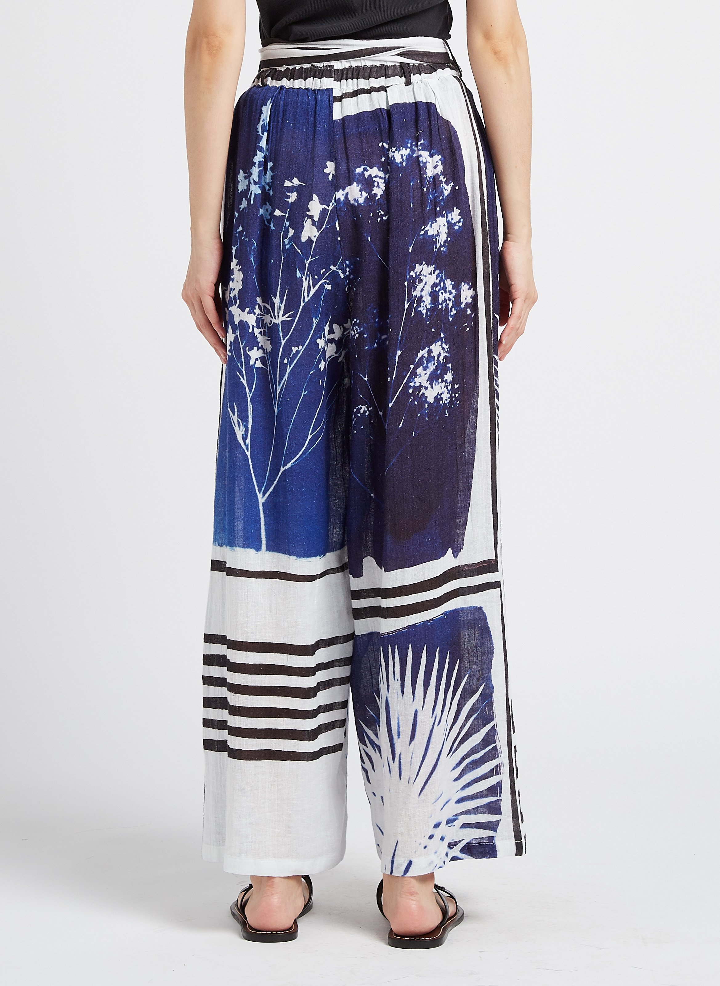 Weite Taillenhose aus Leinen MES DEMOISELLES Blau