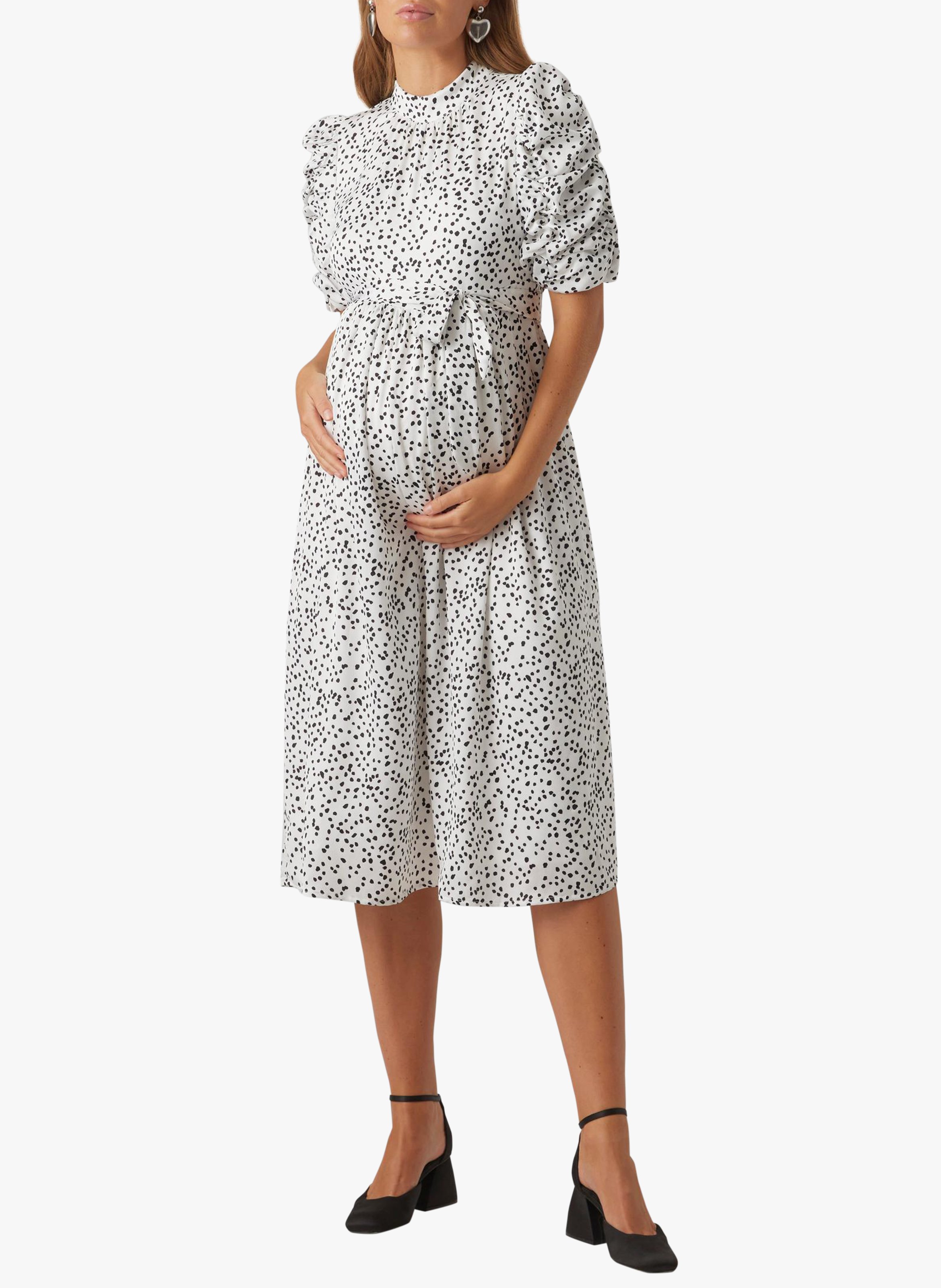 Printed high-neck midi dress MAMALICIOUS Black