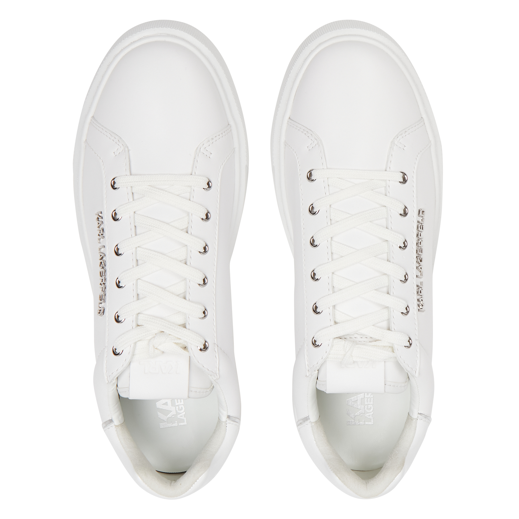 Low-top mixed leather trainers KARL LAGERFELD White
