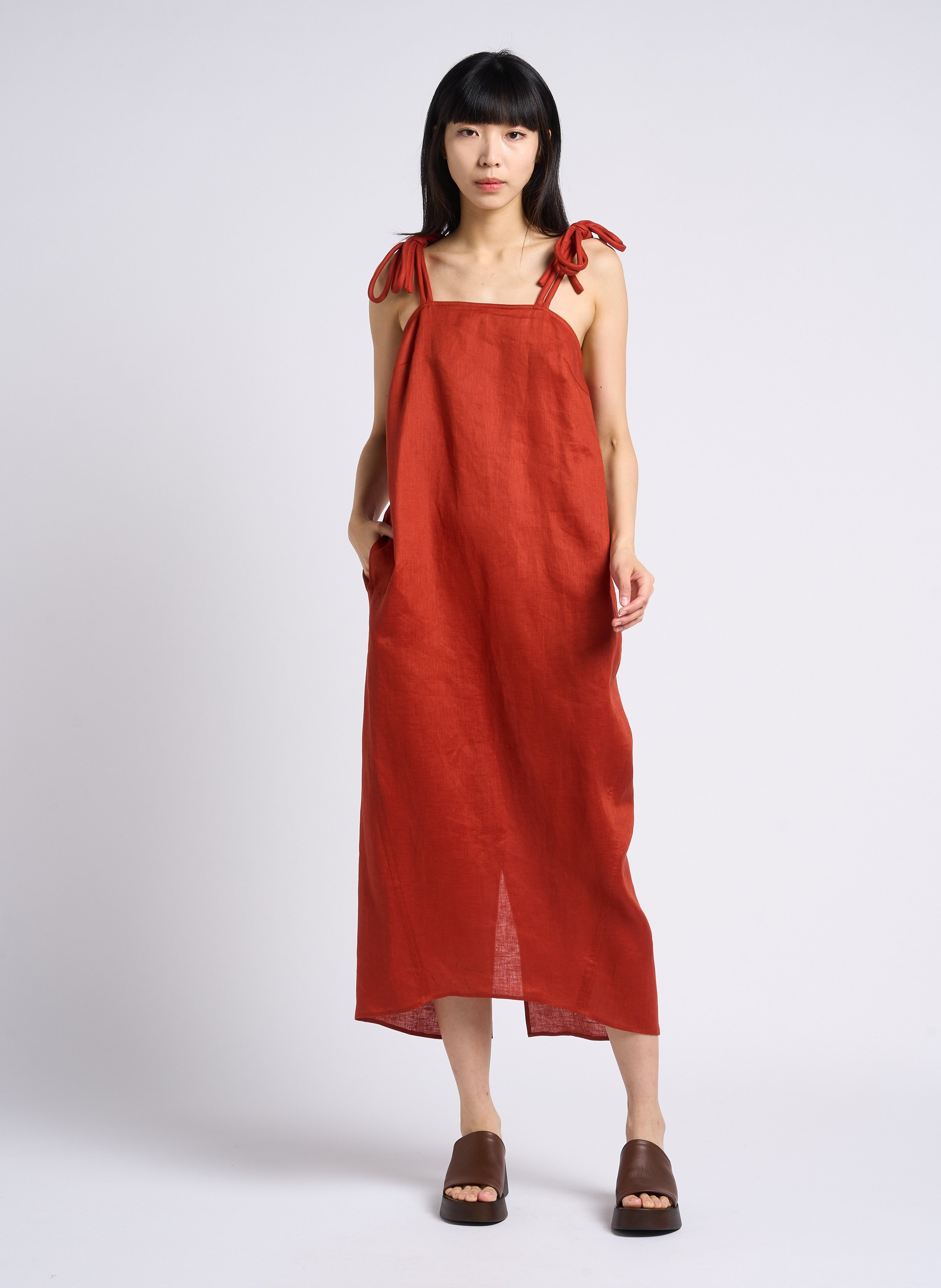 Linen midi dress MAX MARA LEISURE Red