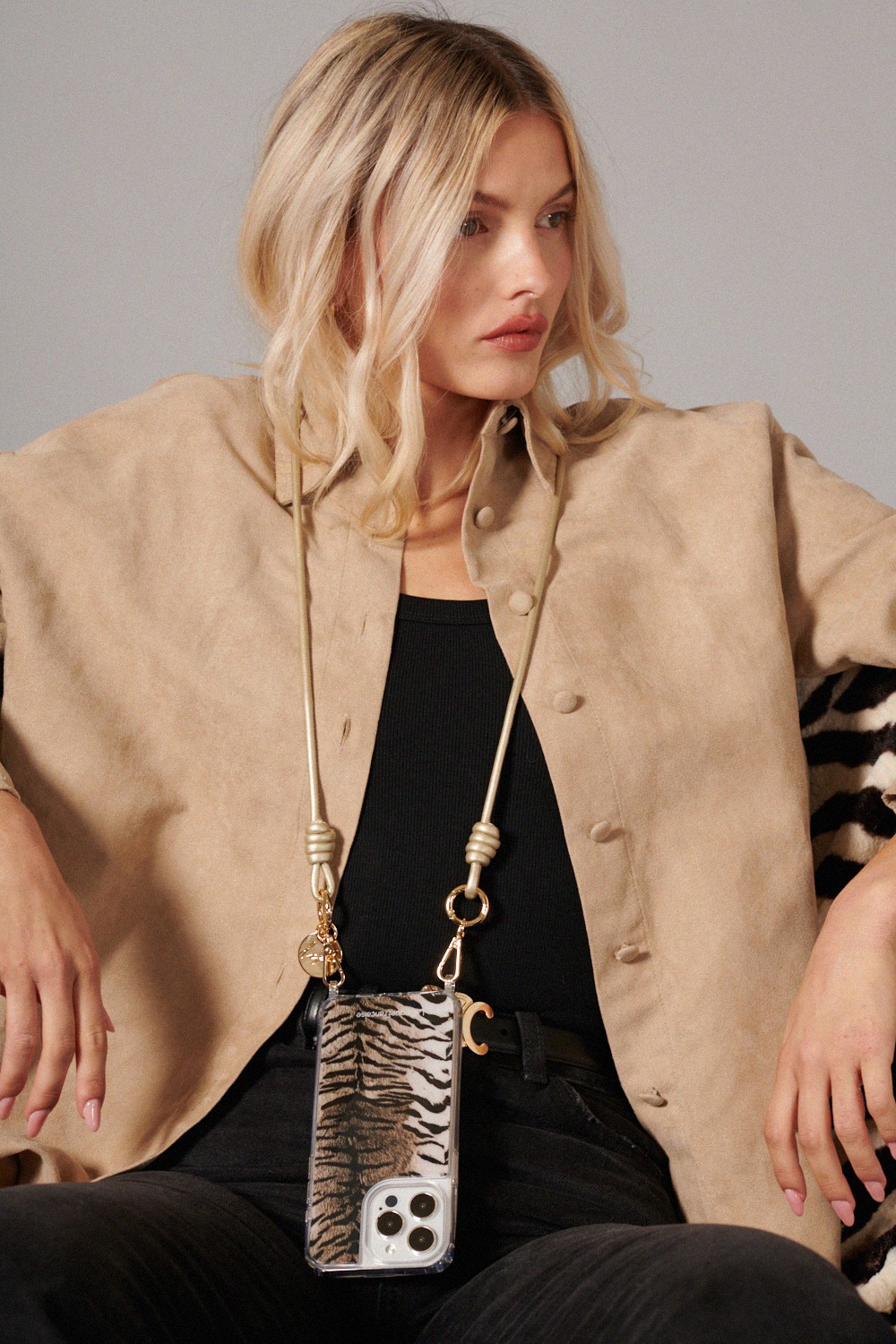 Vegan leather phone strap LA COQUE FRANCAISE Golden